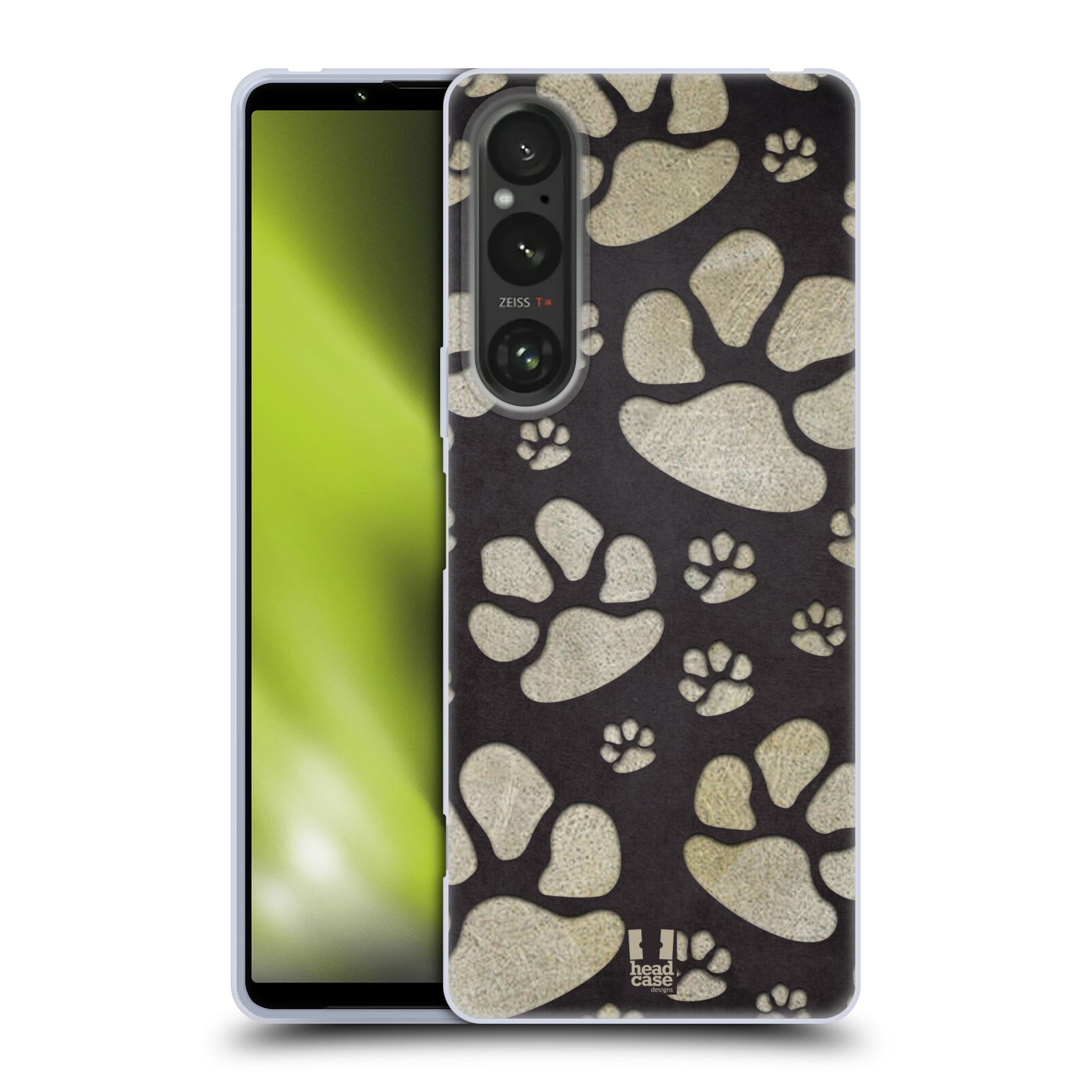 Silikonové pouzdro na mobil Sony Xperia 1 V - Head Case - TLAPKY ŠEDÉ (Silikonový kryt, obal, pouzdro na mobilní telefon Sony Xperia 1 V s motivem TLAPKY ŠEDÉ)