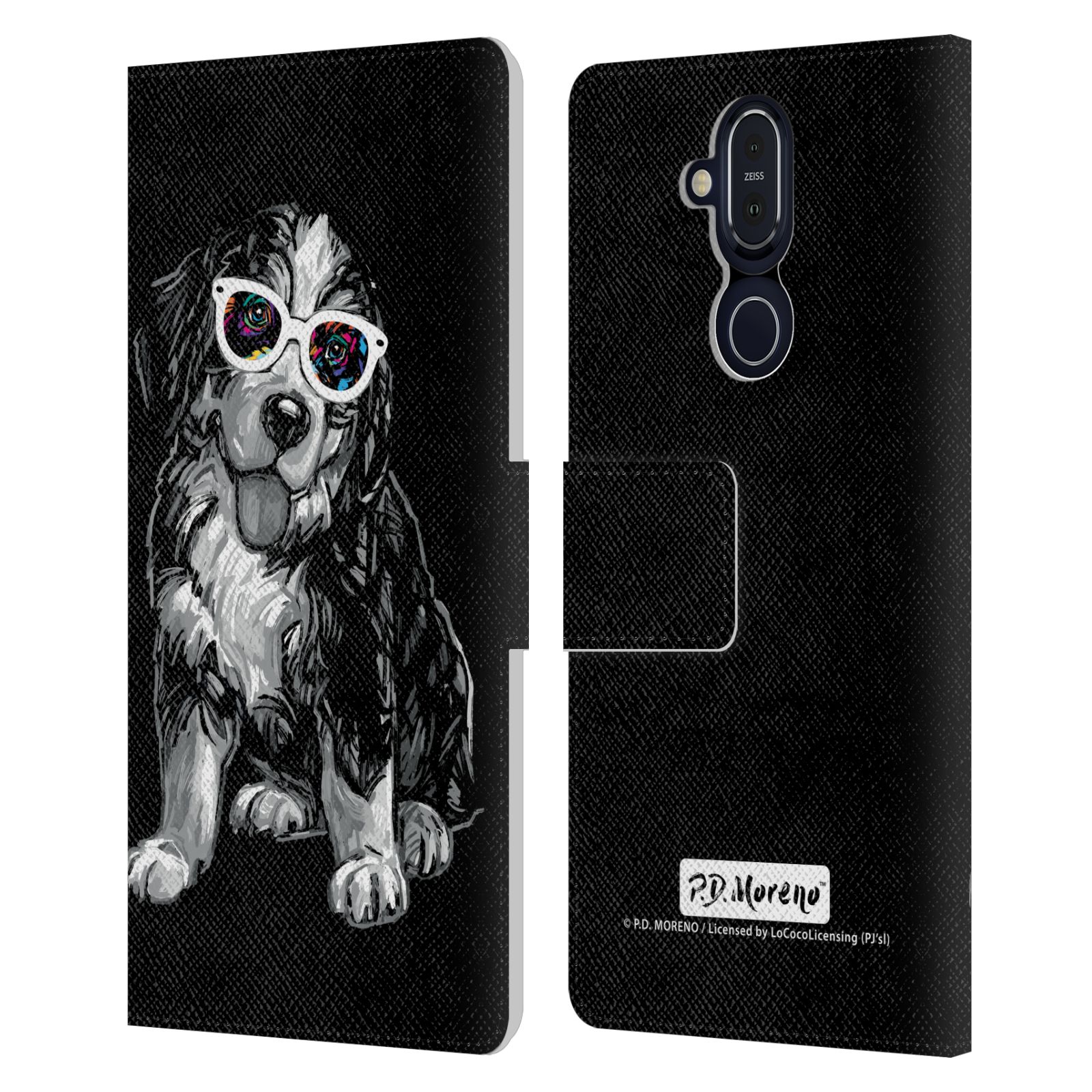 P.D. MORENO BLACK AND WHITE DOGS LEATHER BOOK CASE FOR MICROSOFT NOKIA PHONES - Picture 8 of 18