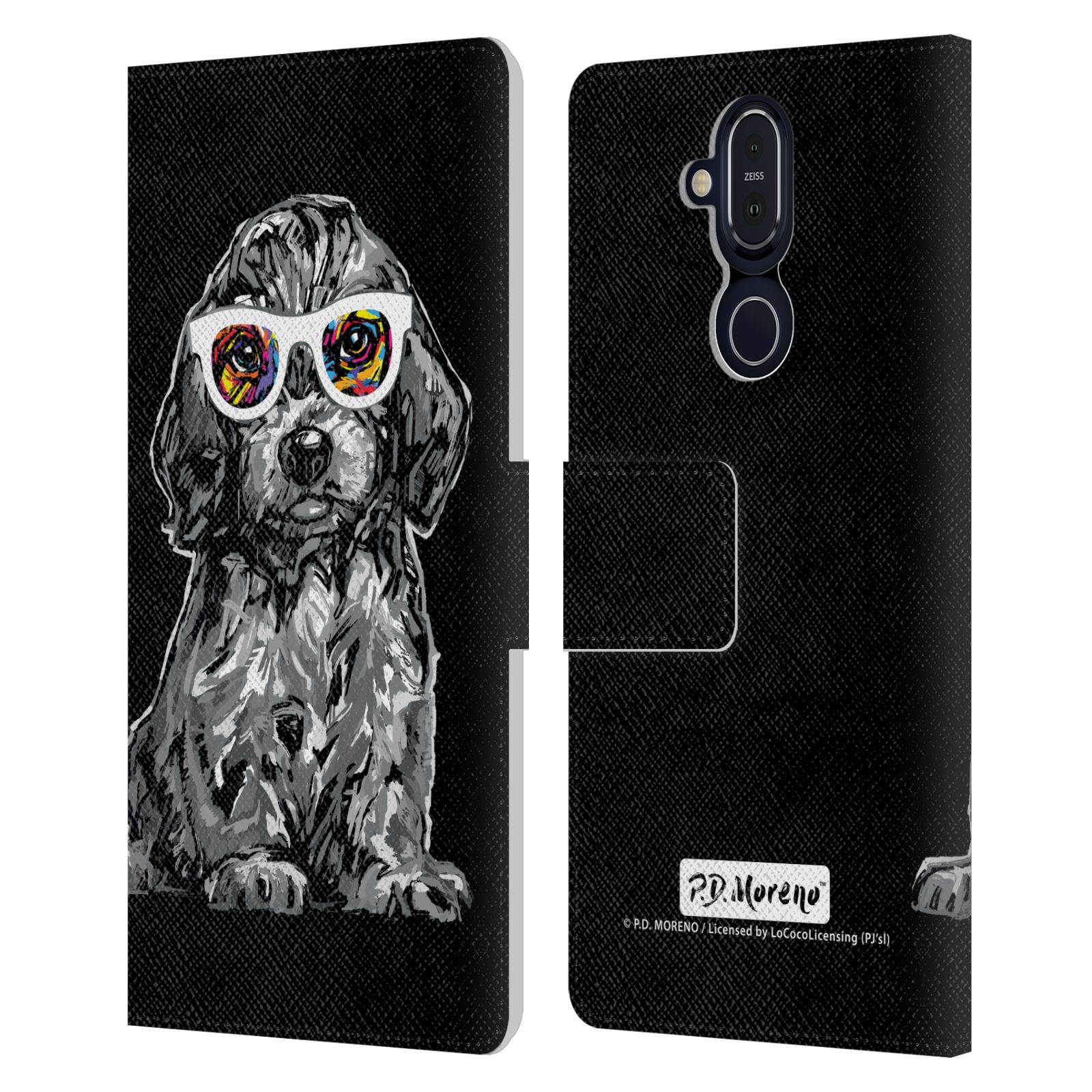 P.D. MORENO BLACK AND WHITE DOGS LEATHER BOOK CASE FOR MICROSOFT NOKIA PHONES - Picture 10 of 18