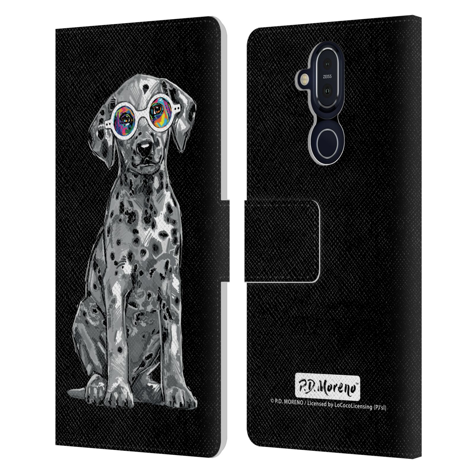 P.D. MORENO BLACK AND WHITE DOGS LEATHER BOOK CASE FOR MICROSOFT NOKIA PHONES - Picture 11 of 18