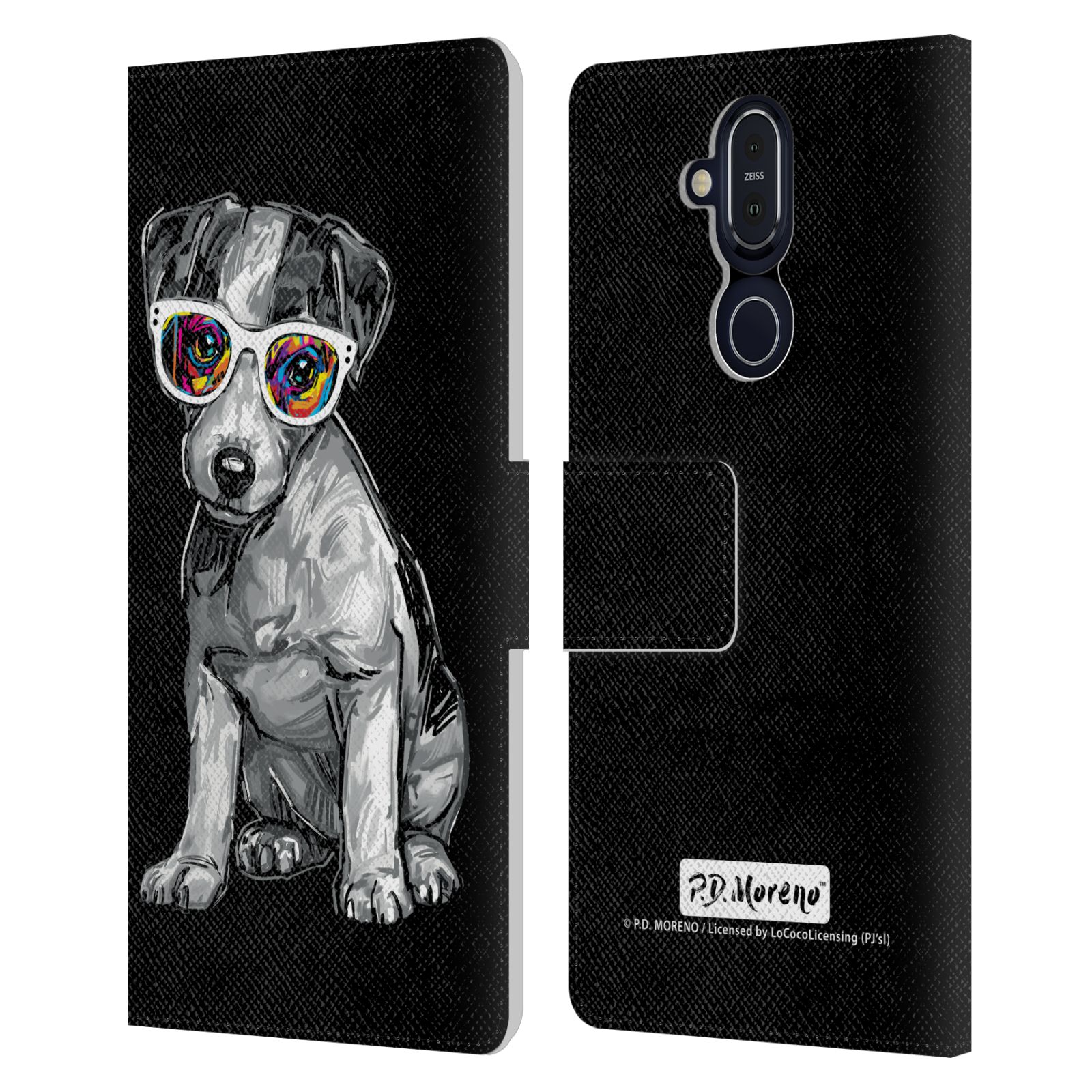 P.D. MORENO BLACK AND WHITE DOGS LEATHER BOOK CASE FOR MICROSOFT NOKIA PHONES - Picture 13 of 18