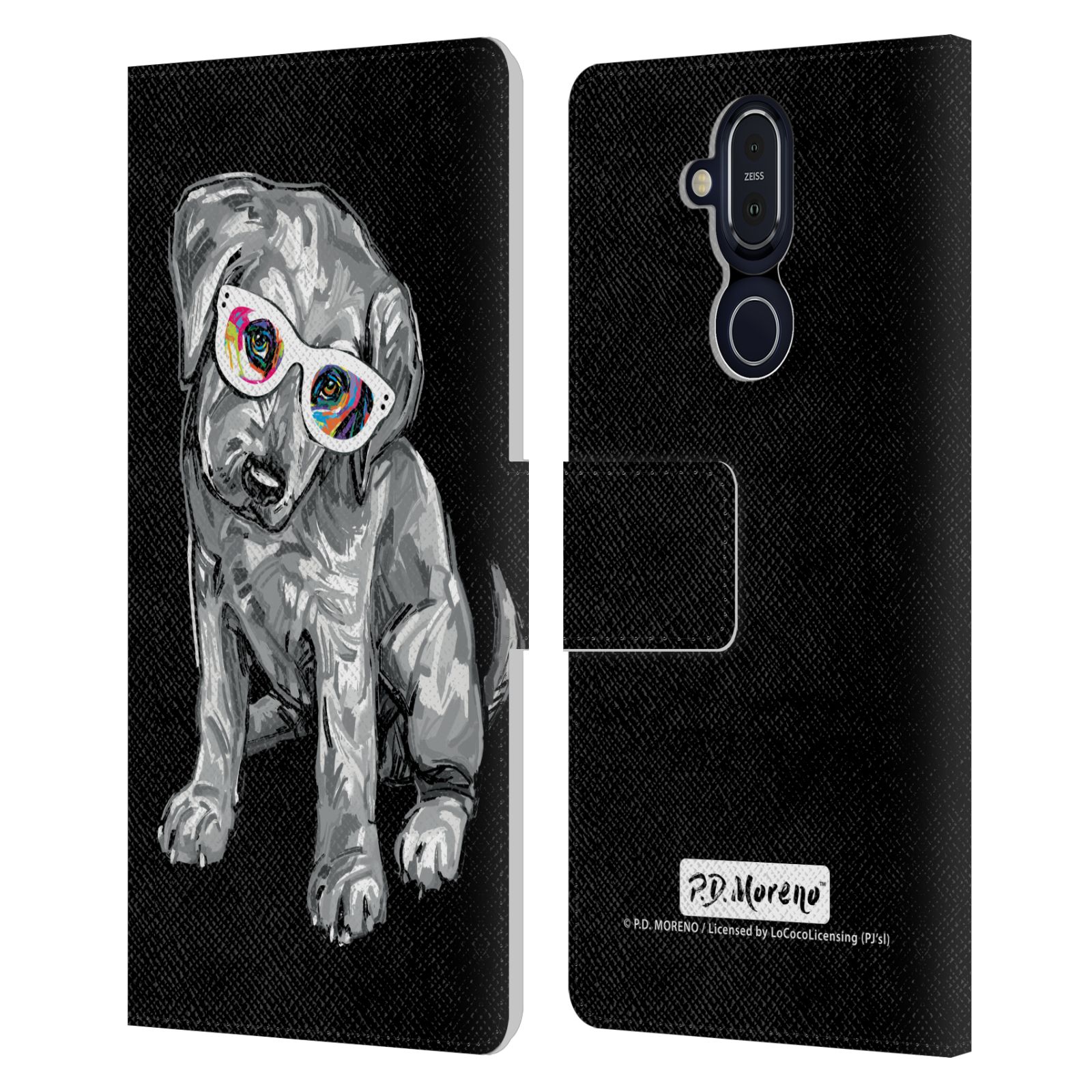 P.D. MORENO BLACK AND WHITE DOGS LEATHER BOOK CASE FOR MICROSOFT NOKIA PHONES - Picture 14 of 18