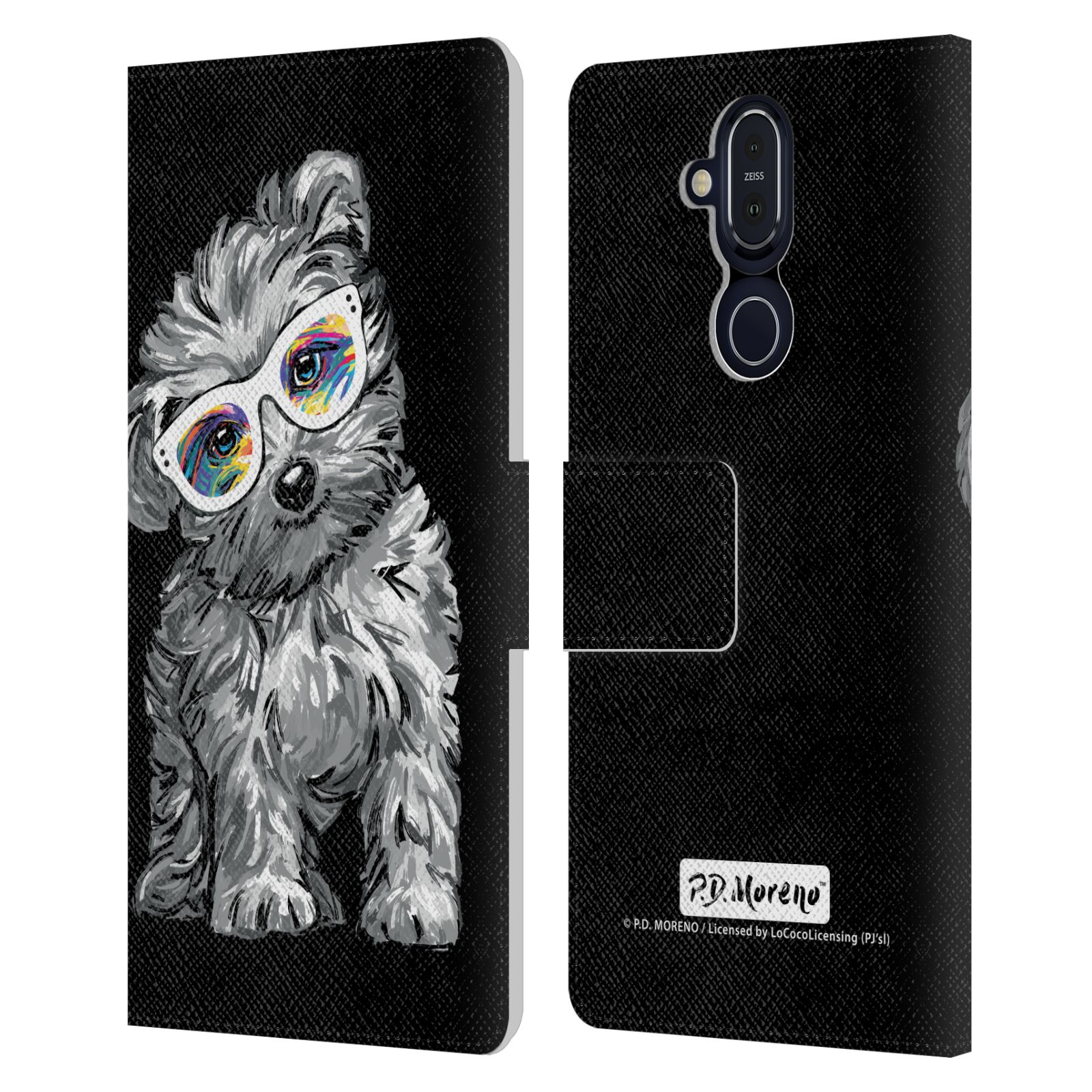 P.D. MORENO BLACK AND WHITE DOGS LEATHER BOOK CASE FOR MICROSOFT NOKIA PHONES - Picture 15 of 18