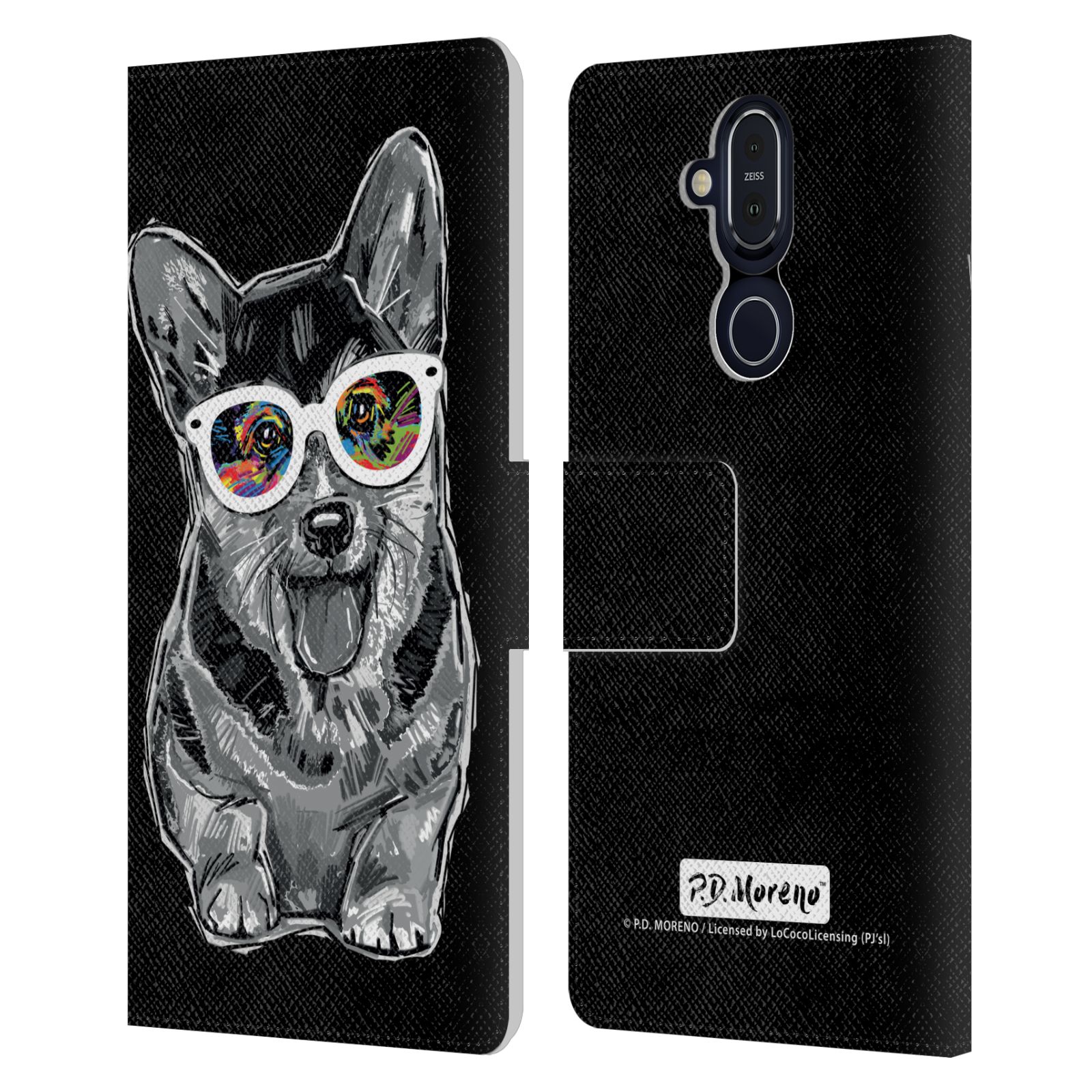 P.D. MORENO BLACK AND WHITE DOGS LEATHER BOOK CASE FOR MICROSOFT NOKIA PHONES - Picture 16 of 18