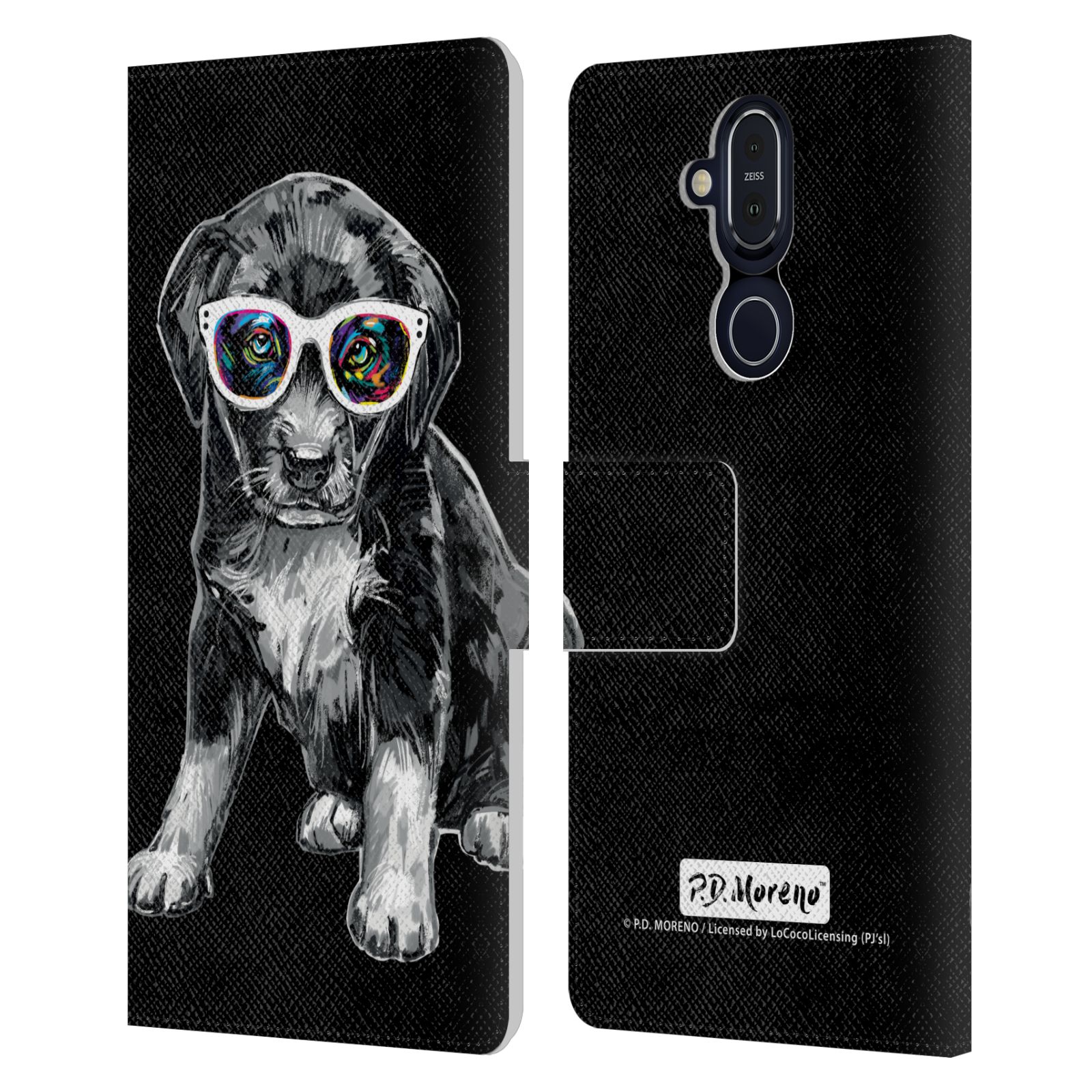 P.D. MORENO BLACK AND WHITE DOGS LEATHER BOOK CASE FOR MICROSOFT NOKIA PHONES - Picture 17 of 18