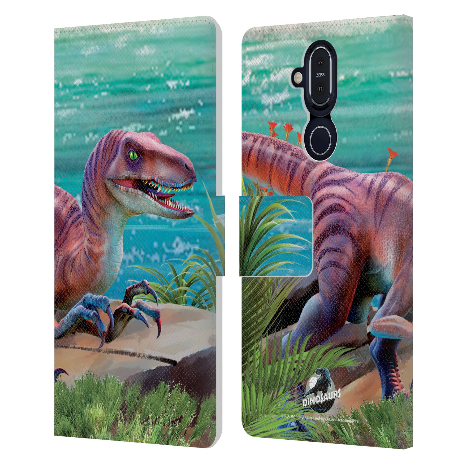 OFFICIAL P.D. MORENO DINOSAUR LEATHER BOOK WALLET CASE COVER FOR NOKIA PHONES