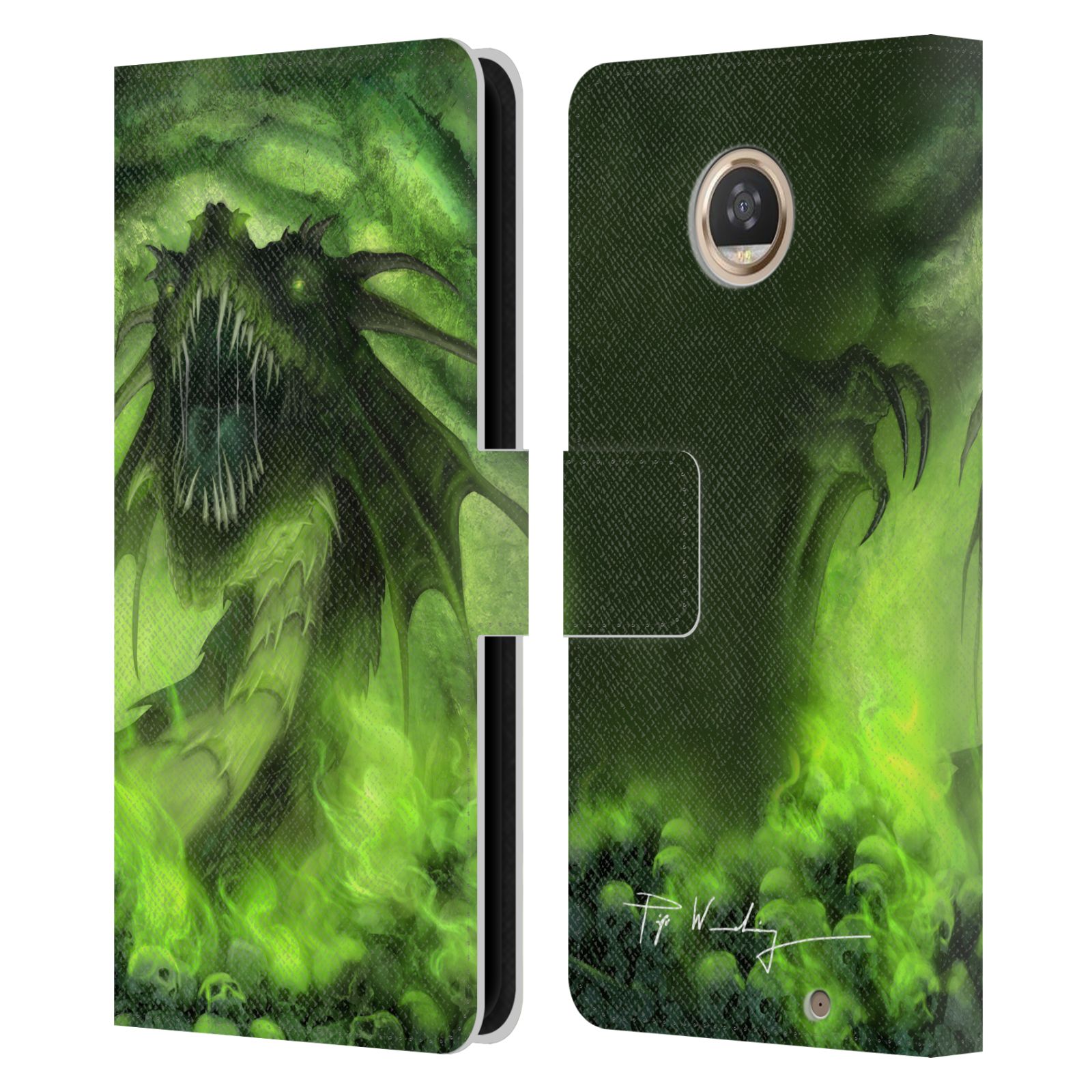 OFFICIAL PIYA WANNACHAIWONG BLACK DRAGONS LEATHER BOOK CASE FOR MOTOROLA PHONES - Picture 7 of 10
