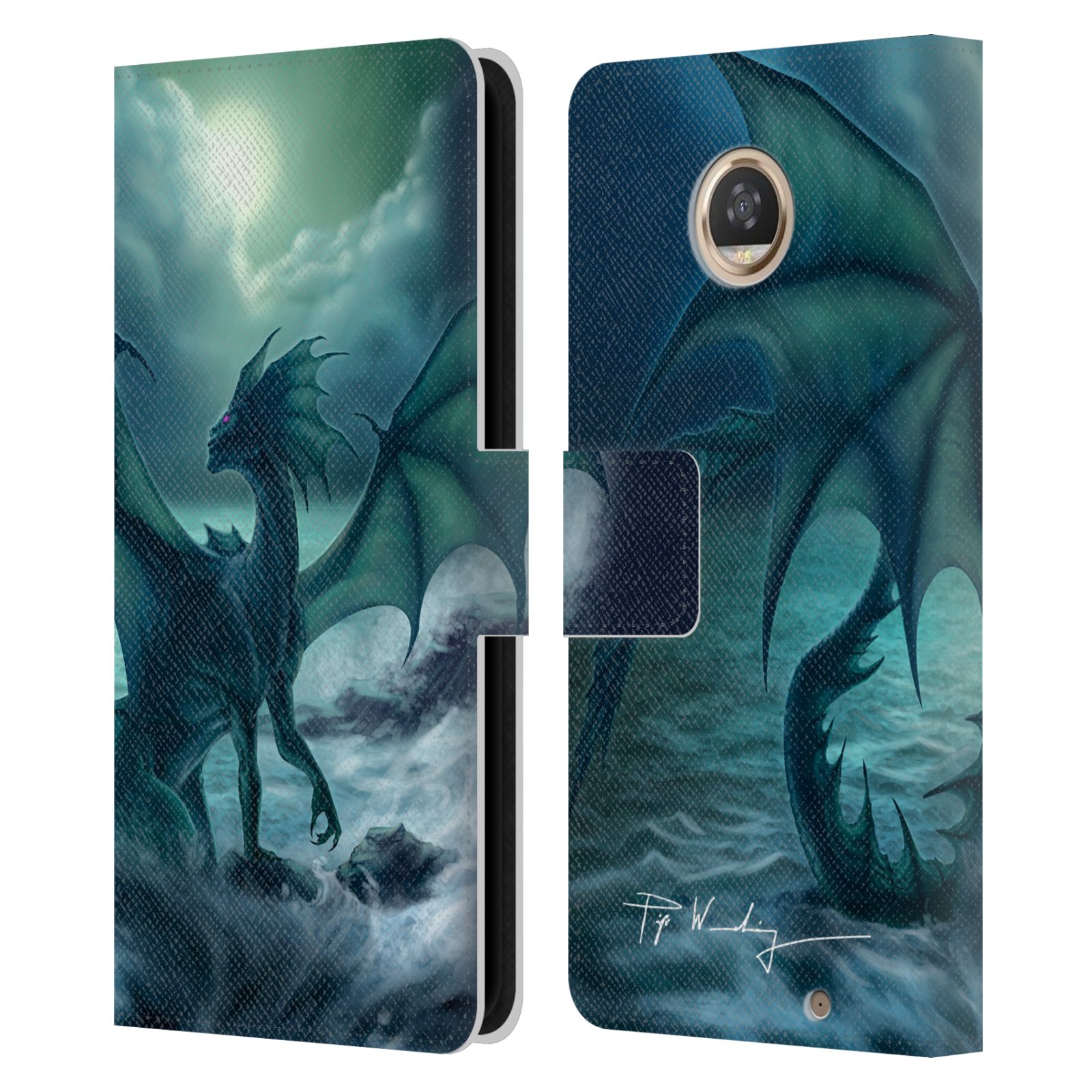 OFFICIAL PIYA WANNACHAIWONG BLACK DRAGONS LEATHER BOOK CASE FOR MOTOROLA PHONES - Picture 8 of 10