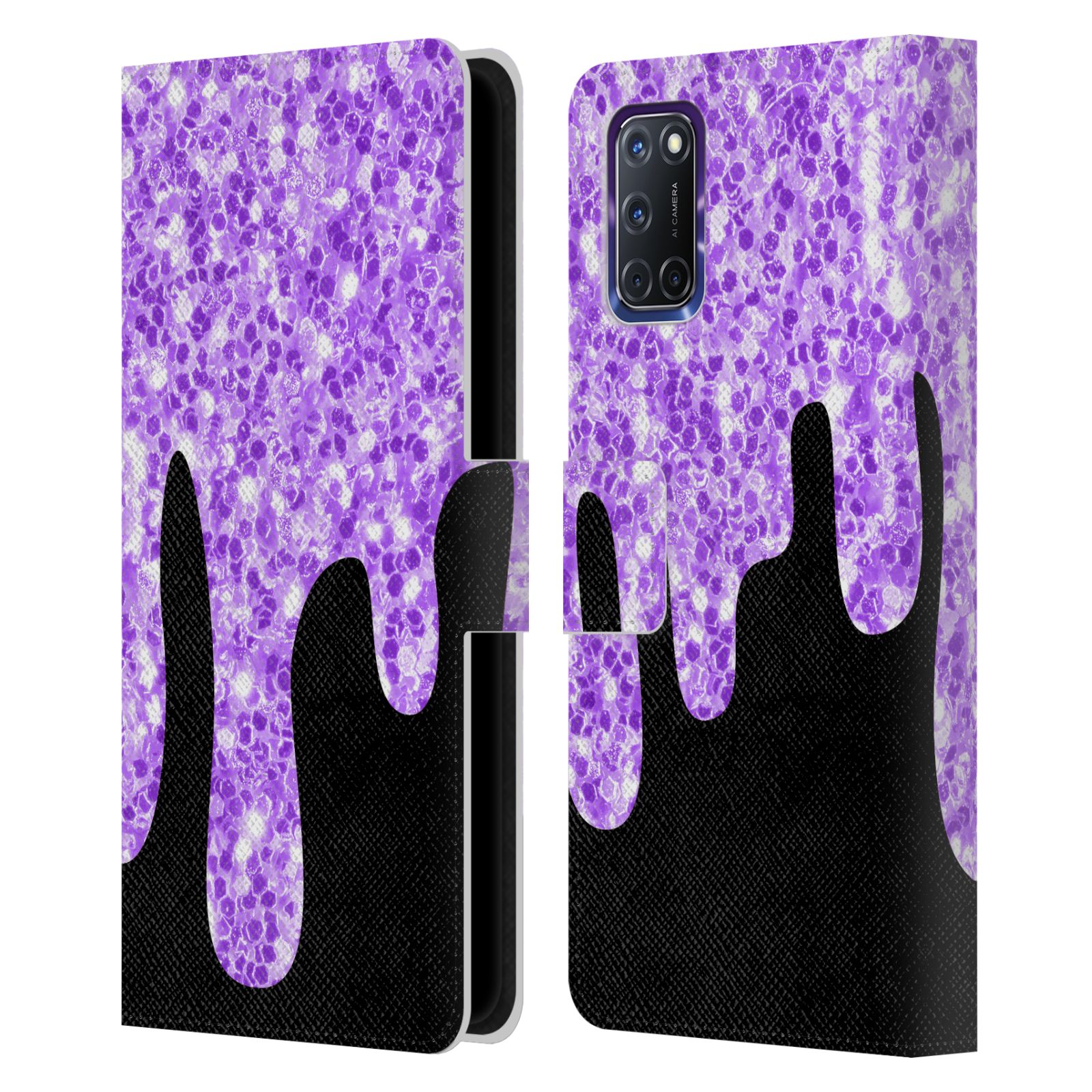 OFFICIAL PLDESIGN DRIPPING SPARKLES LEATHER BOOK WALLET CASE FOR OPPO PHONES - Picture 10 of 13