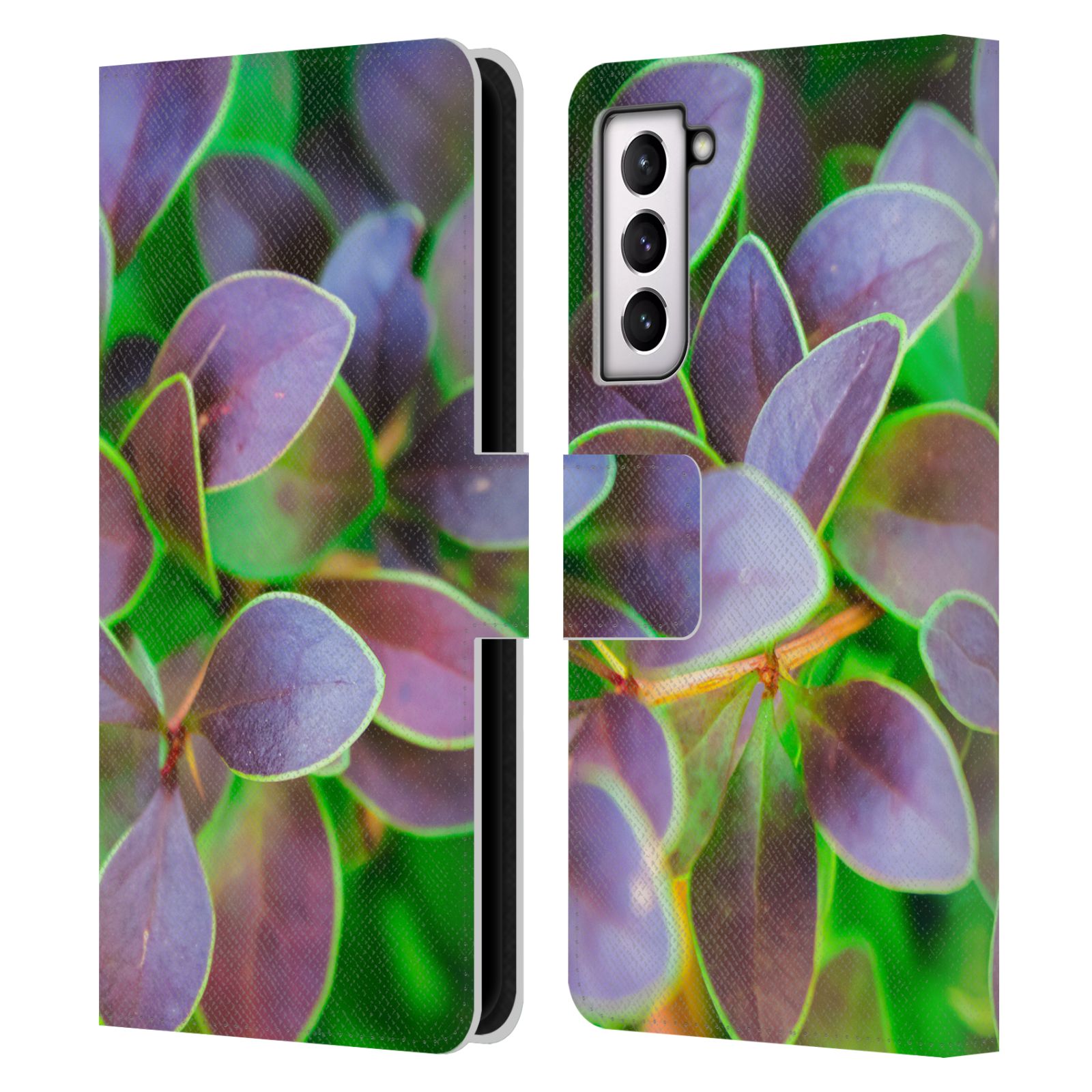 PLDESIGN FLOWERS AND LEAVES LEATHER BOOK WALLET CASE COVER FOR SAMSUNG PHONES 4 - Picture 13 of 20