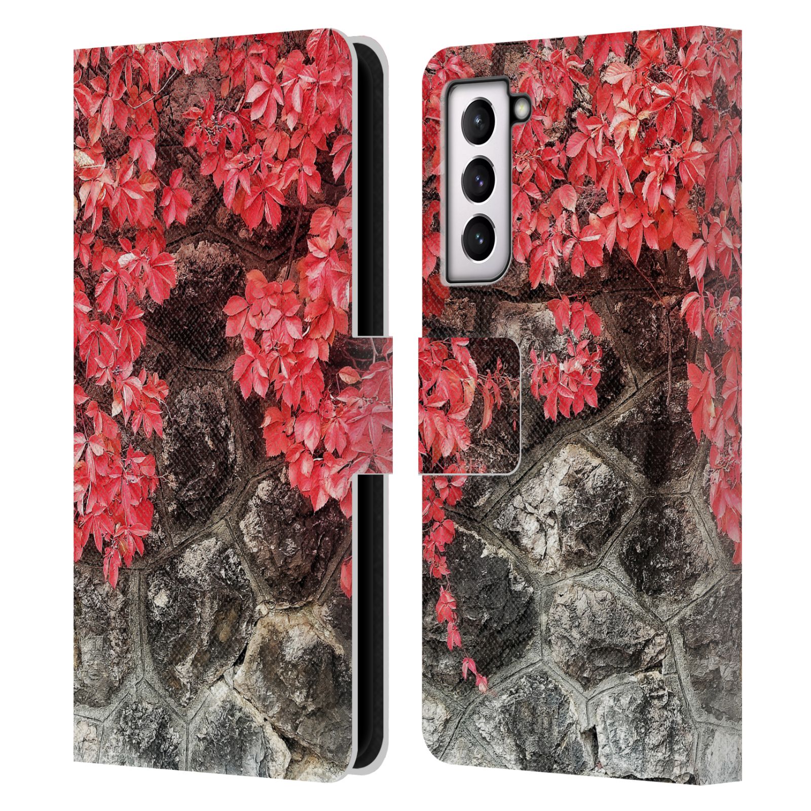 PLDESIGN FLOWERS AND LEAVES LEATHER BOOK WALLET CASE COVER FOR SAMSUNG PHONES 4 - Picture 15 of 20