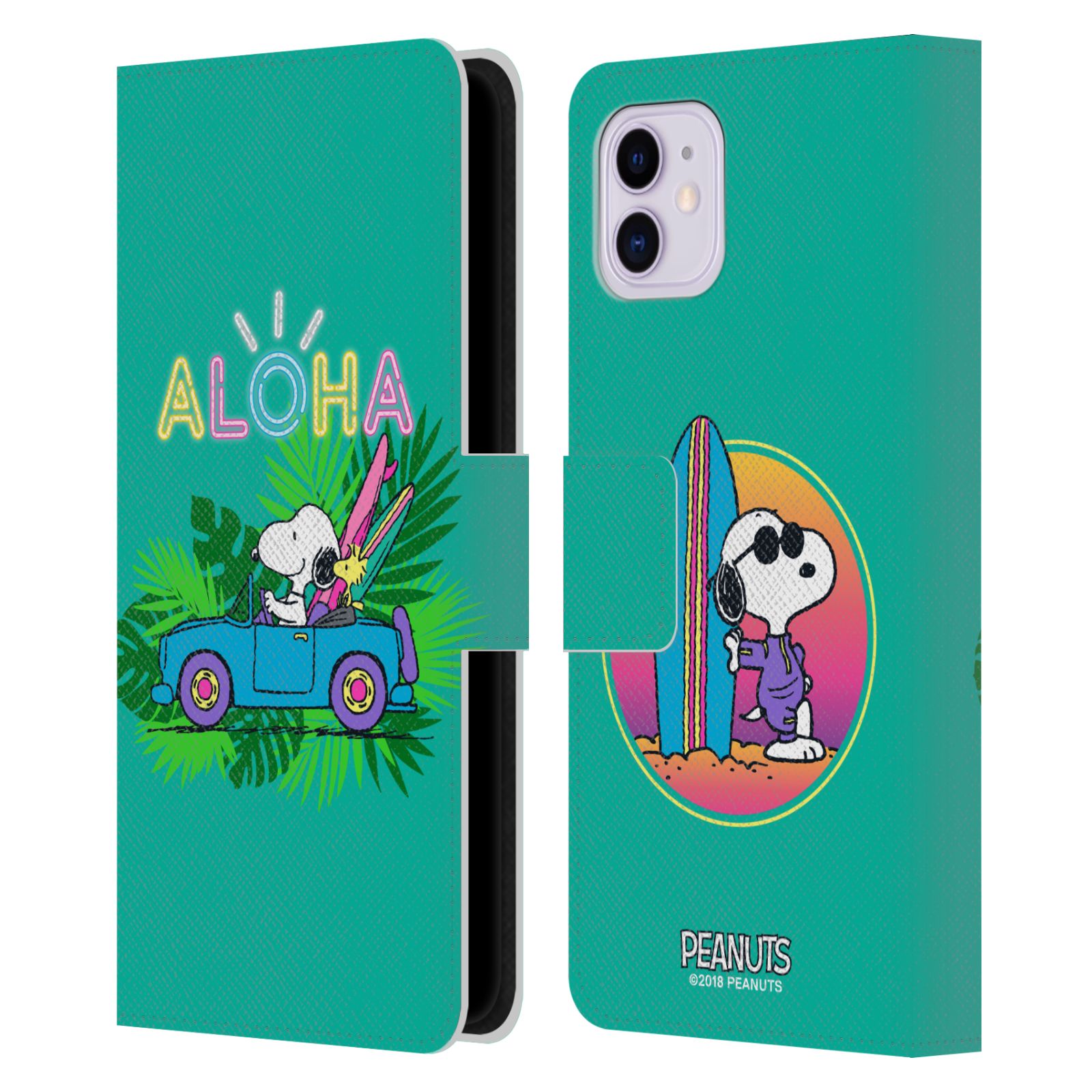 Tropical Surf Leather Wallet Case for iPhone 11