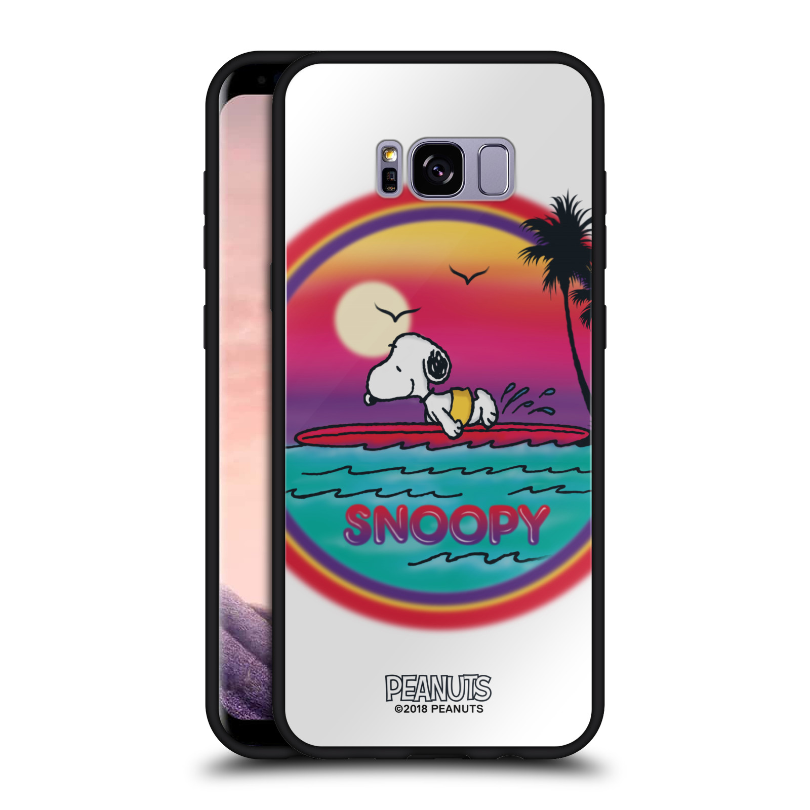 PEANUTS SNOOPY BOARDWALK Airbrush Black Hybrid Glass Case For Samsung
