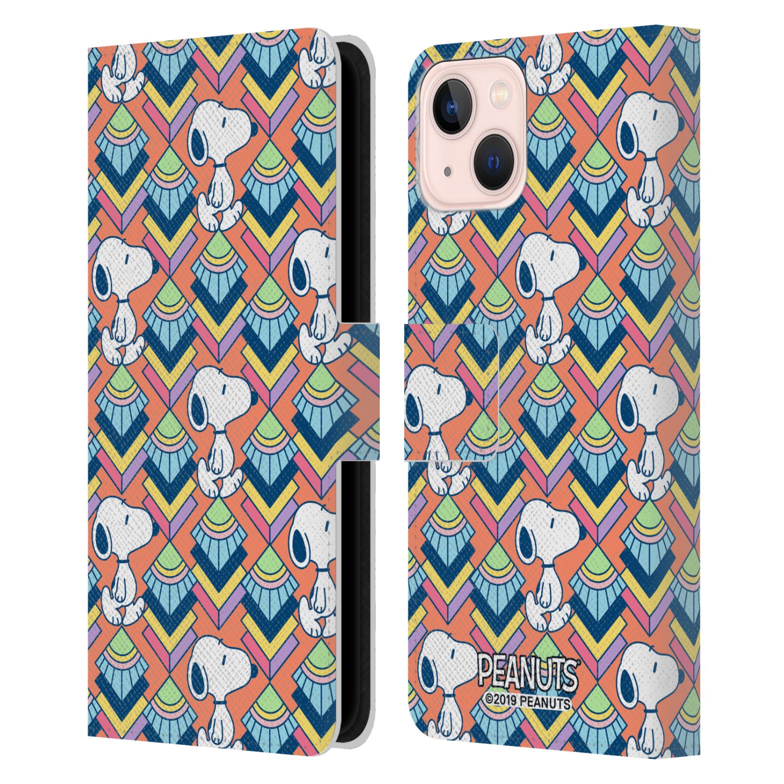 Orange Pattern Leather Wallet Case for iPhone 13