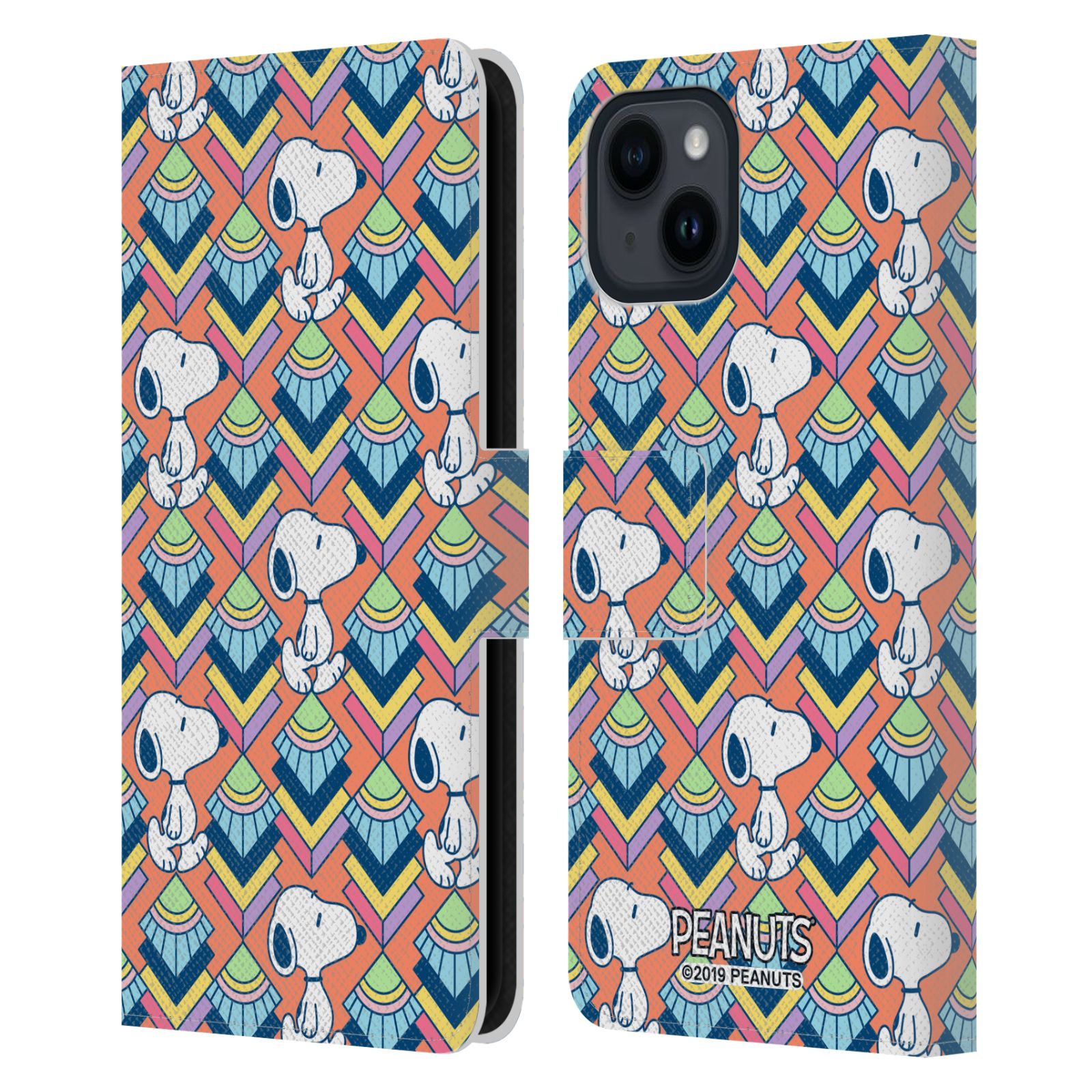 Orange Pattern Leather Wallet Case for iPhone 15