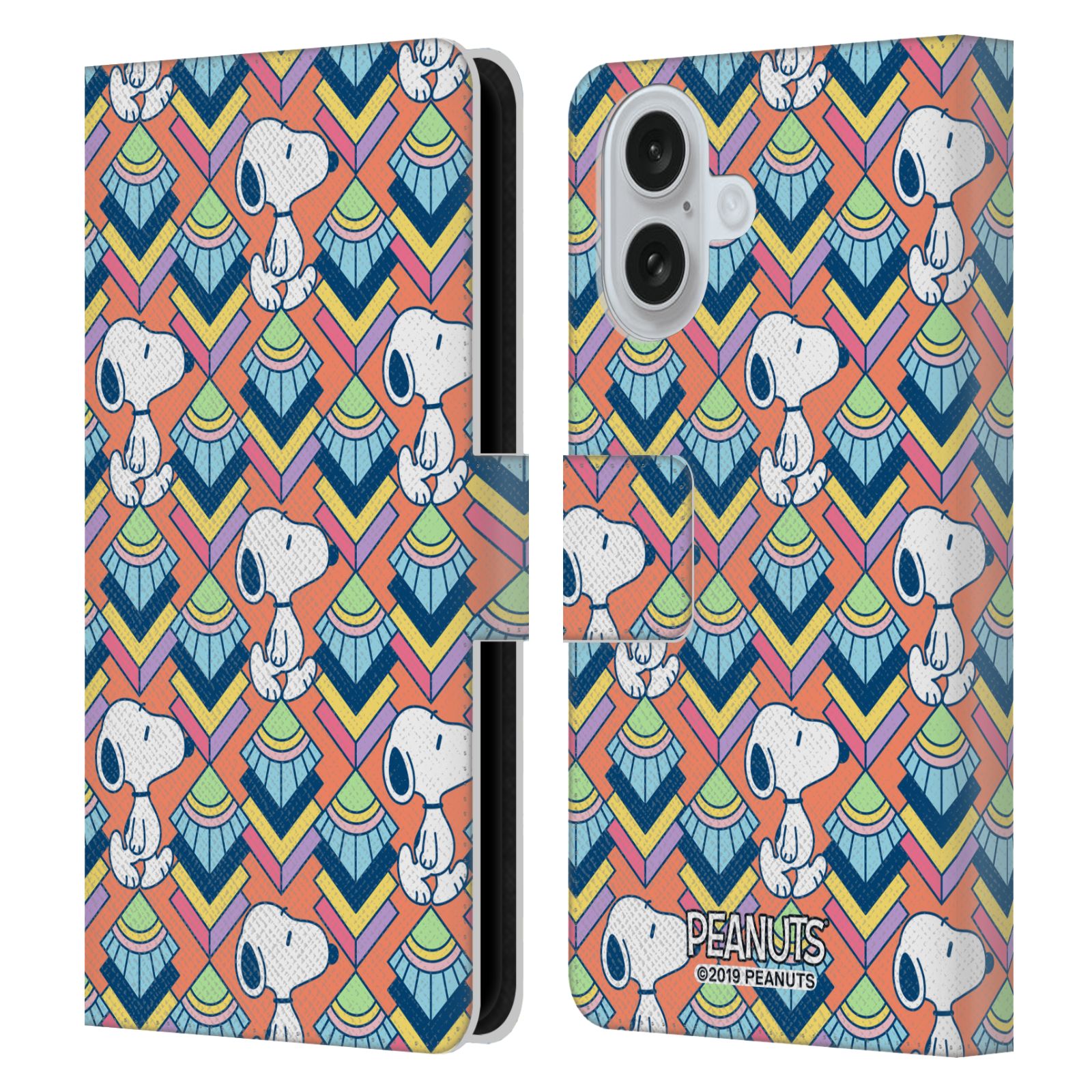 Orange Pattern Leather Wallet Case for iPhone 16