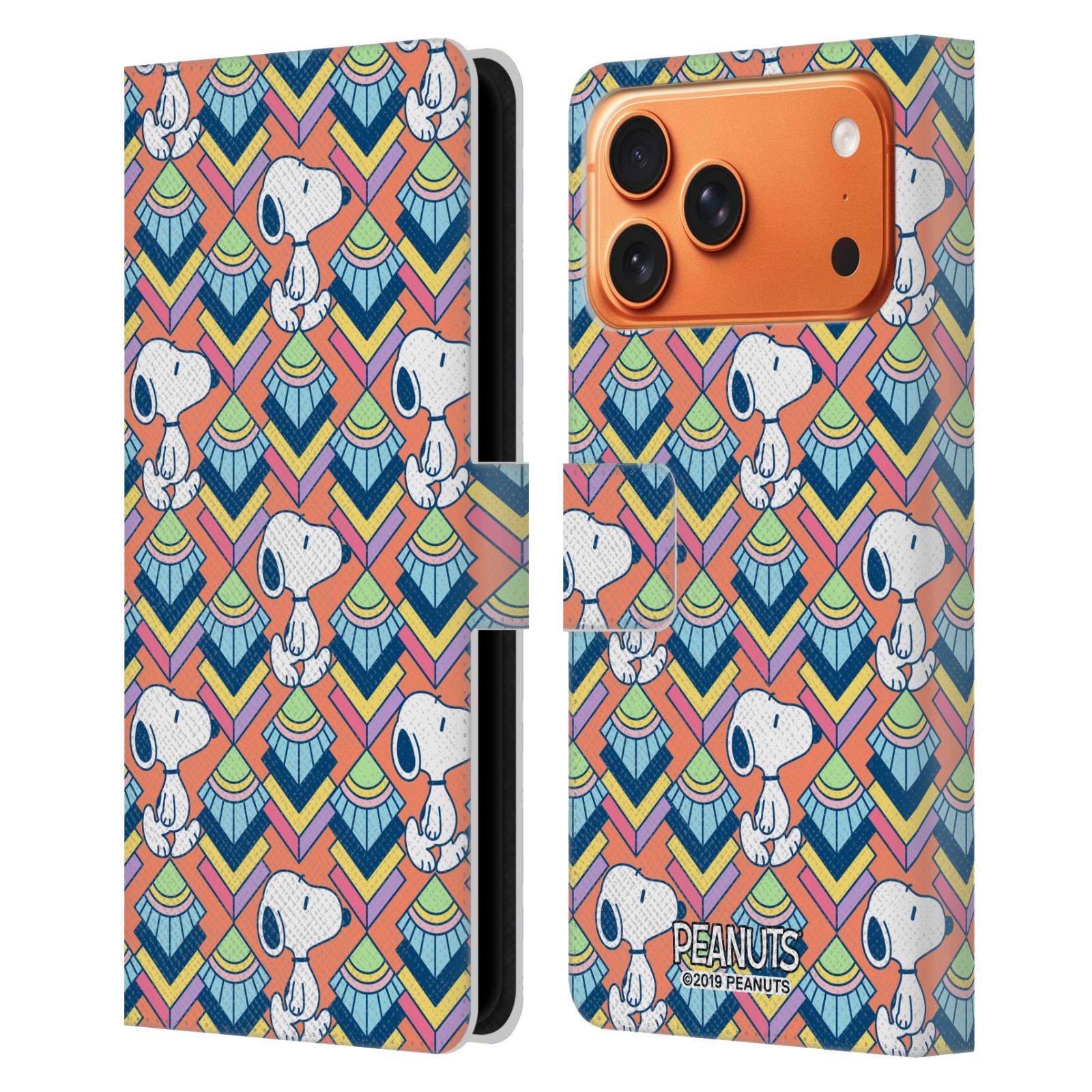 Orange Pattern Leather Wallet Case for iPhone 17 Pro Max