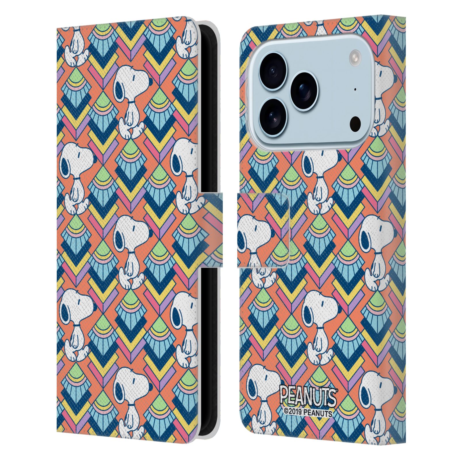 Orange Pattern Leather Wallet Case for iPhone 17 Pro