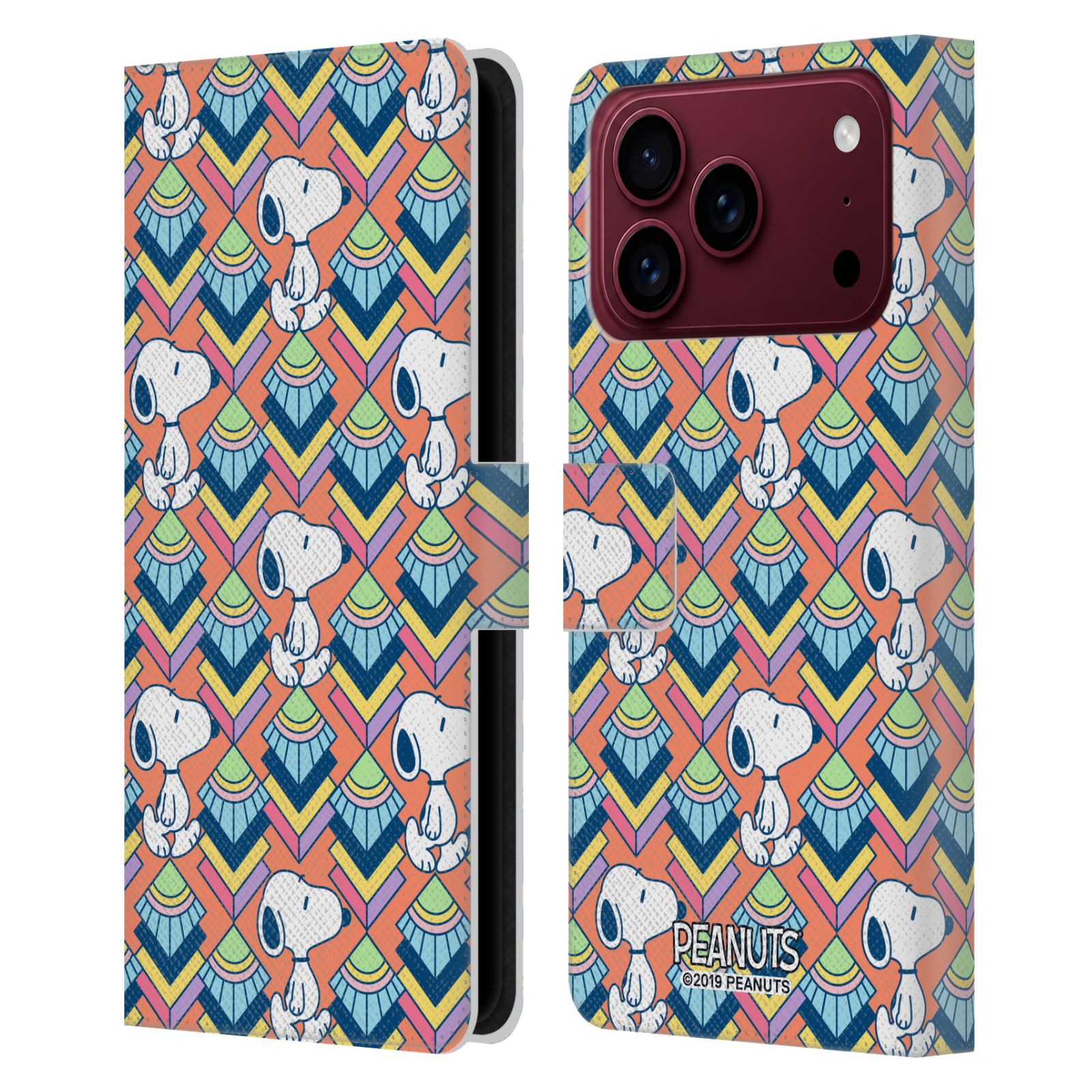 Orange Pattern Leather Wallet Case for iPhone 18 Pro Max