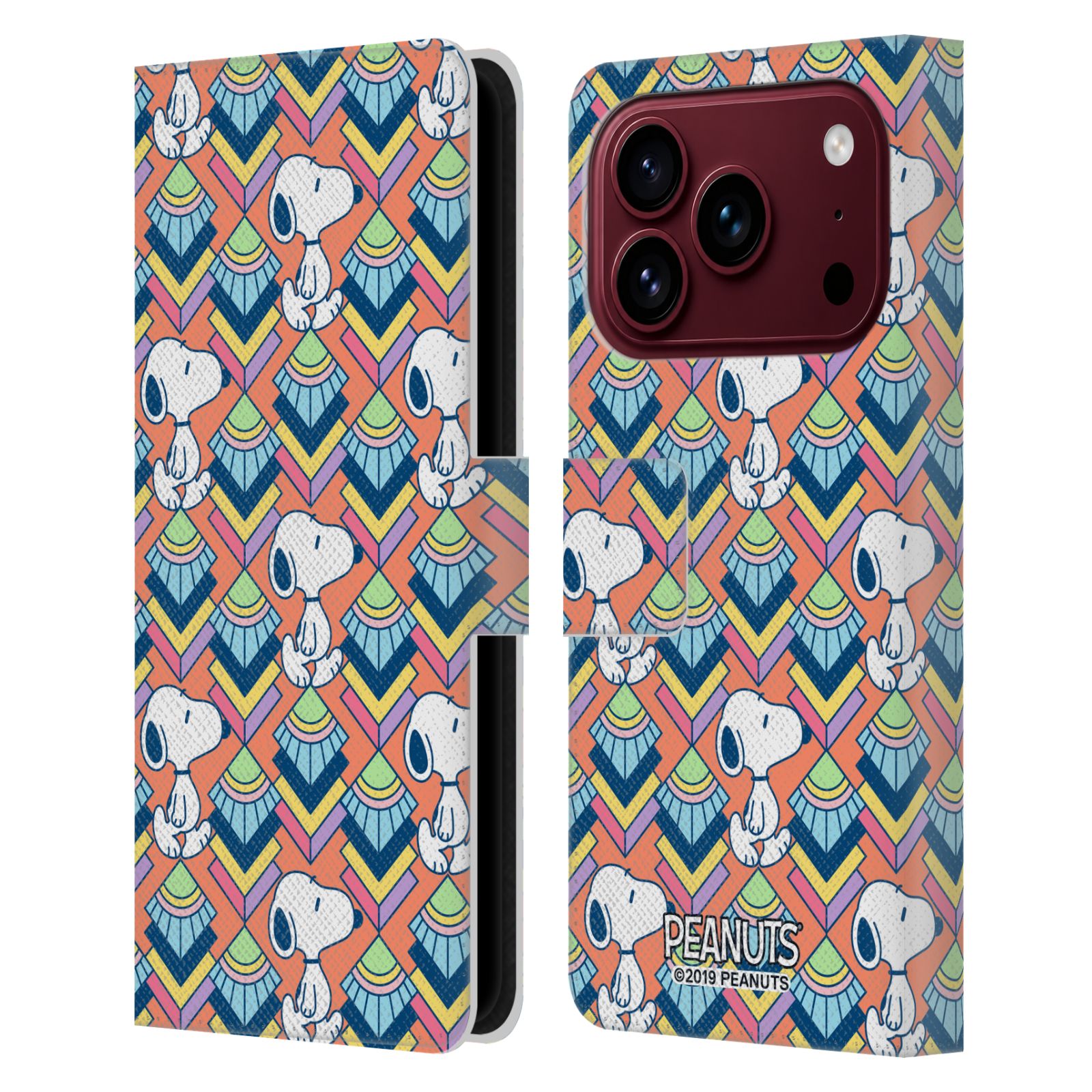 Orange Pattern Leather Wallet Case for iPhone 18 Pro