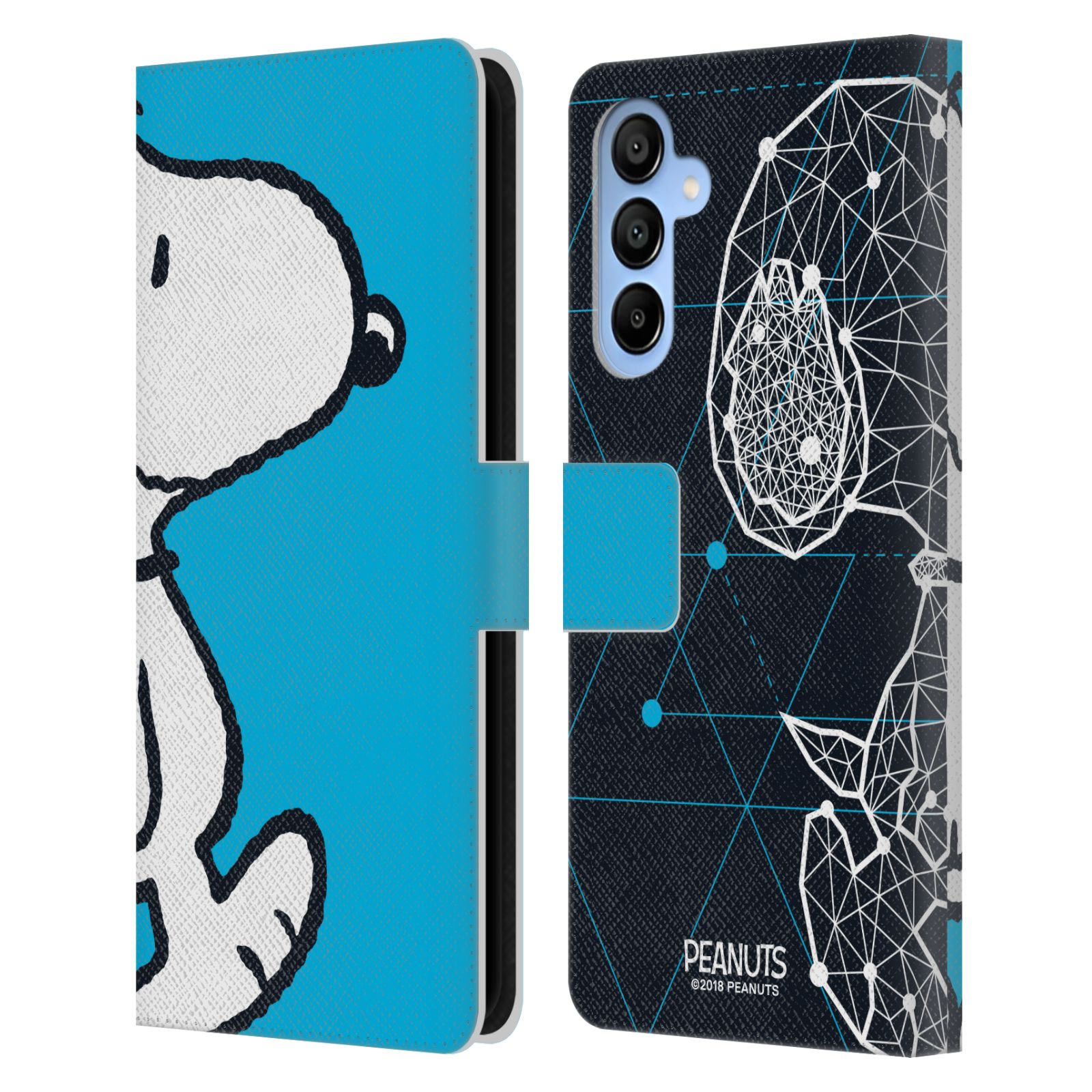 Snoopy Geometric Leather Wallet Case for Galaxy A16 5G