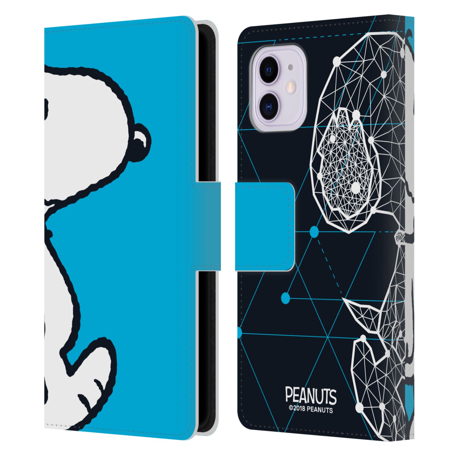 Snoopy Geometric Leather Wallet Case for iPhone 11