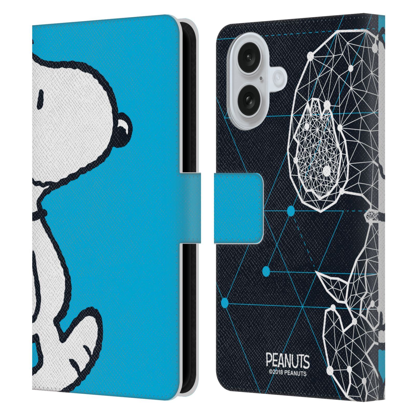 Snoopy Geometric Leather Wallet Case for iPhone 16
