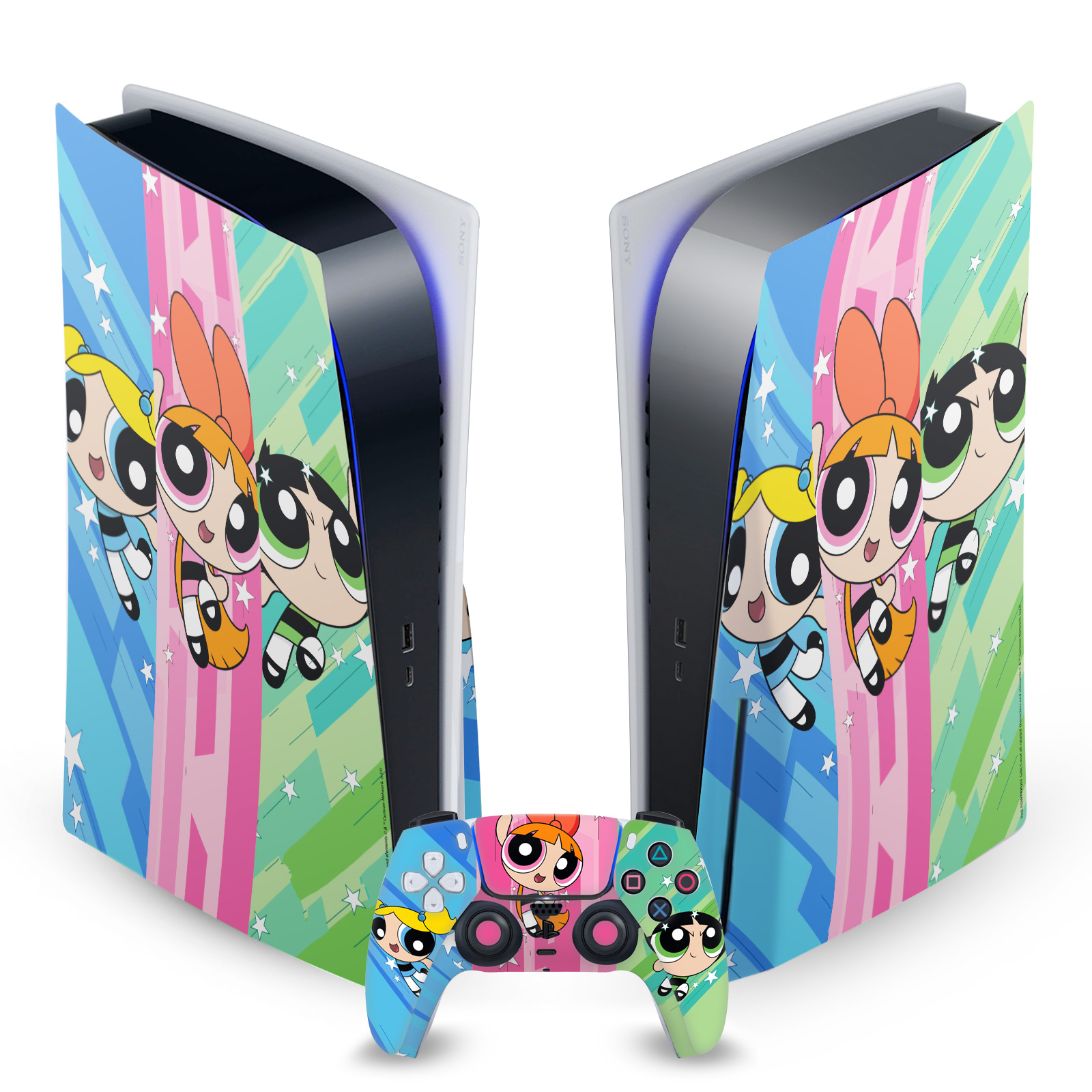 THE POWERPUFF GIRLS GRAPHICS VINYL SKIN DECAL FOR SONY PS5 DISC EDITION BUNDLE