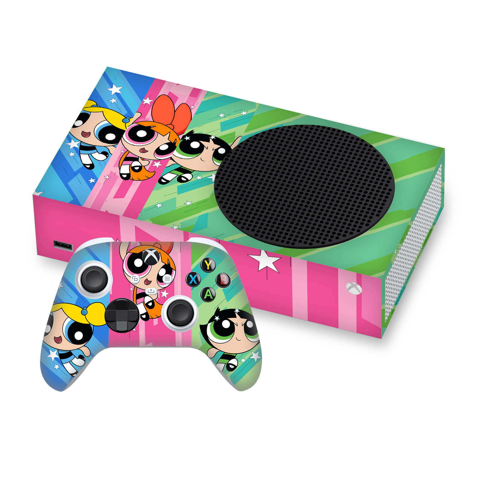 THE POWERPUFF GIRLS GRAPHICS VINYL SKIN DECAL FOR SERIES S CONSOLE & CONTROLLER