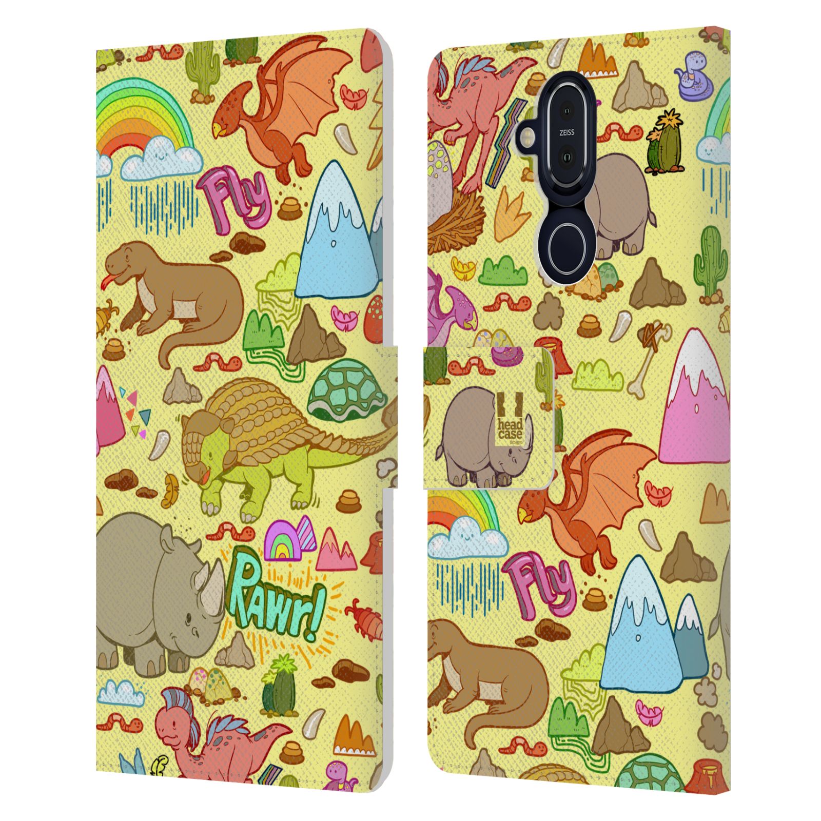 HEAD CASE PREHISTORIC PATTERNS LEATHER BOOK CASE FOR MICROSOFT NOKIA PHONES - Picture 8 of 9
