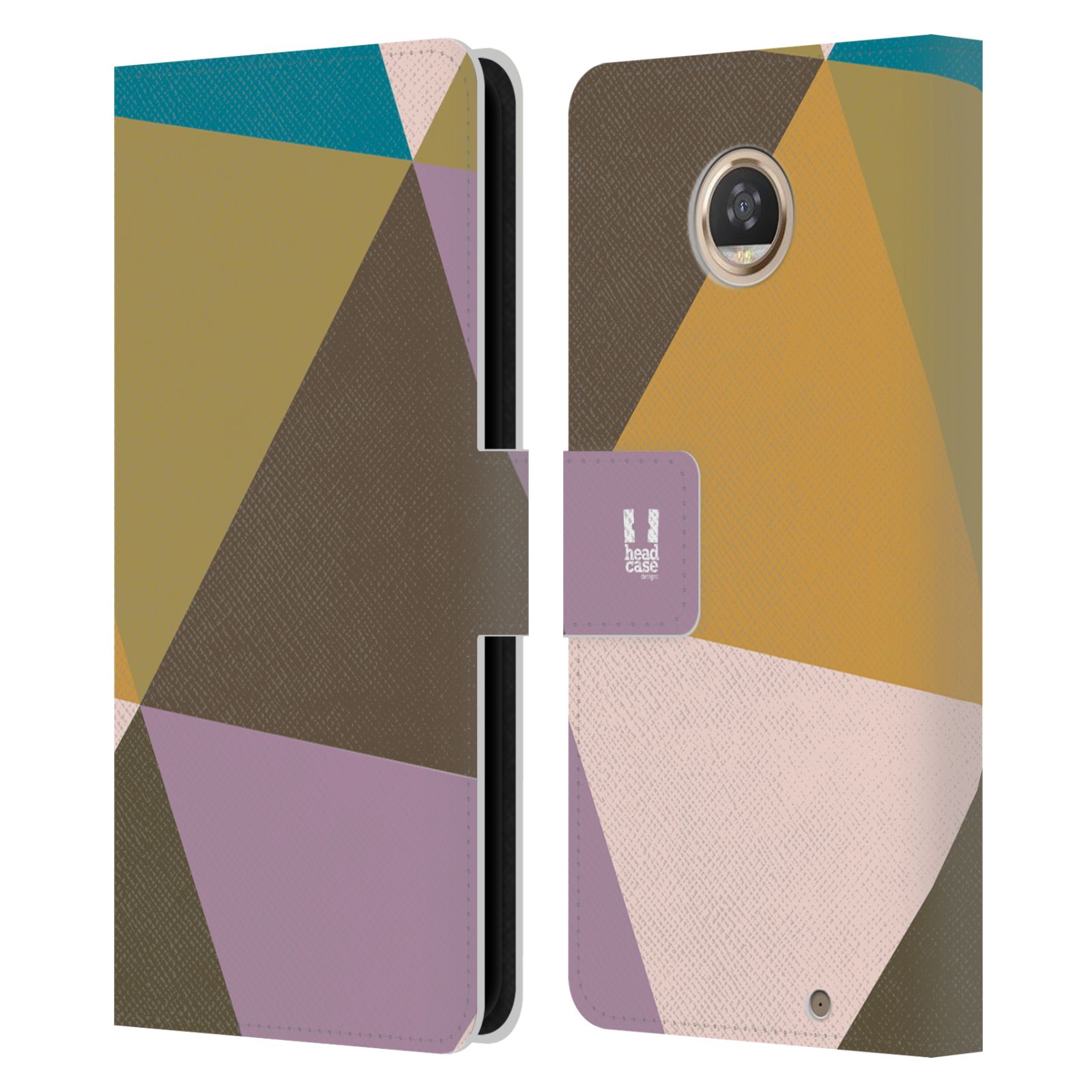 HEAD CASE DESIGNS PRISMATIC TRIANGLES LEATHER BOOK CASE FOR MOTOROLA PHONES - Picture 7 of 13