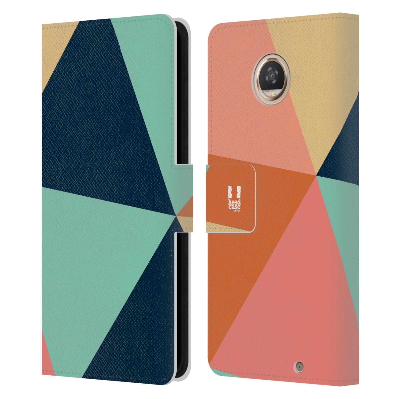 HEAD CASE DESIGNS PRISMATIC TRIANGLES LEATHER BOOK CASE FOR MOTOROLA PHONES - Picture 12 of 13