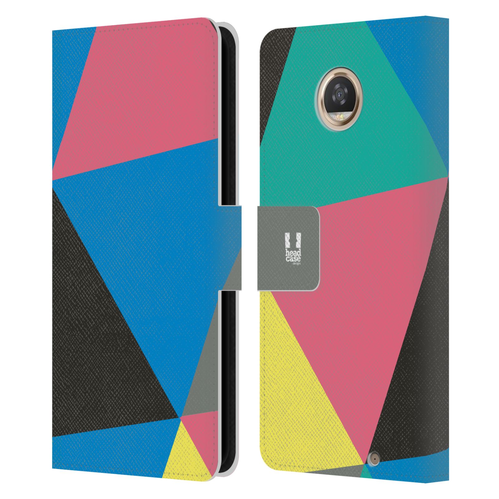 HEAD CASE DESIGNS PRISMATIC TRIANGLES LEATHER BOOK CASE FOR MOTOROLA PHONES - Picture 11 of 13