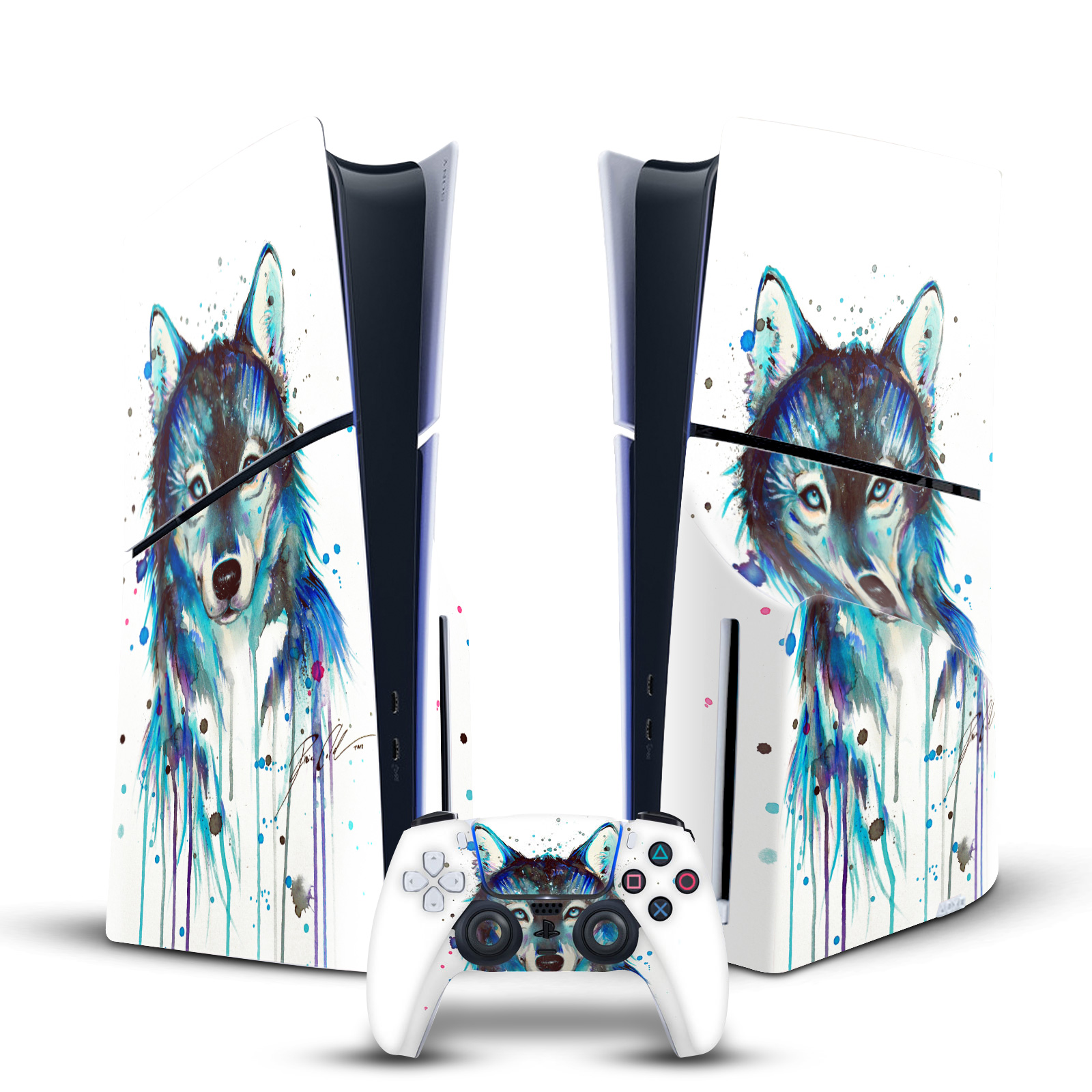 PIXIE COLD ART MIX VINYL SKIN DECAL FOR SONY PS5 SLIM DISC CONSOLE & CONTROLLER