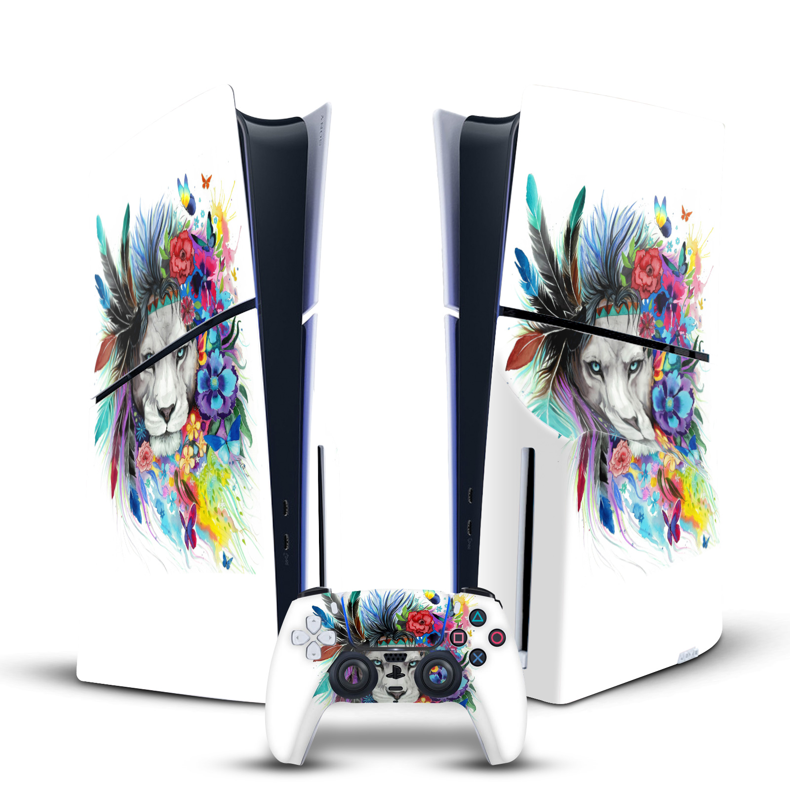 PIXIE COLD ART MIX VINYL SKIN DECAL FOR SONY PS5 SLIM DISC CONSOLE & CONTROLLER