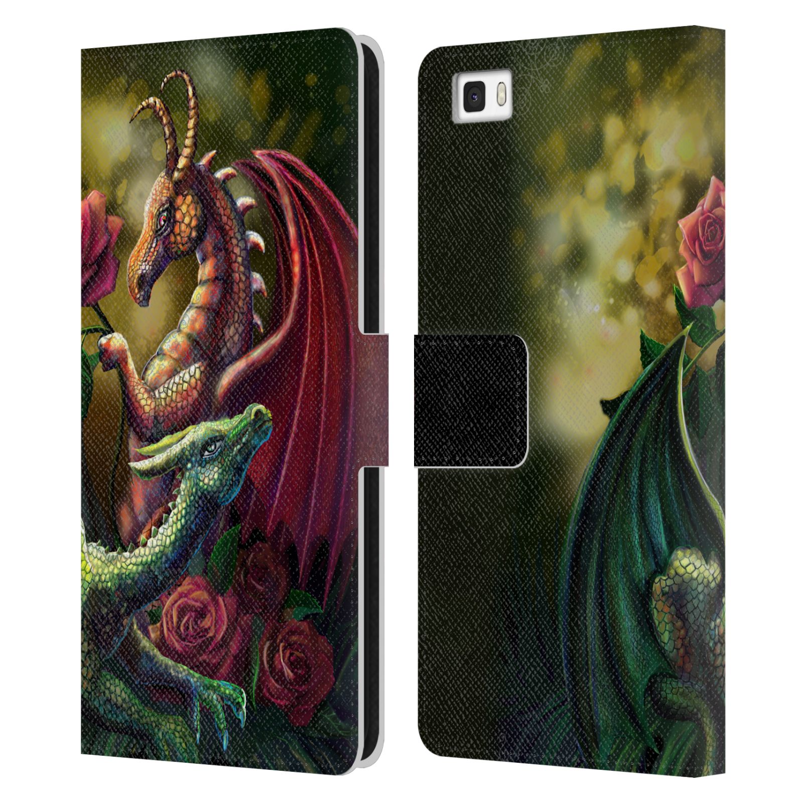 FUNDA BILLETERA OFICIAL ROSA KHAN DRAGONS CUERO LIBRO PARA TELÉFONOS HUAWEI 2 - Imagen 7 de 7