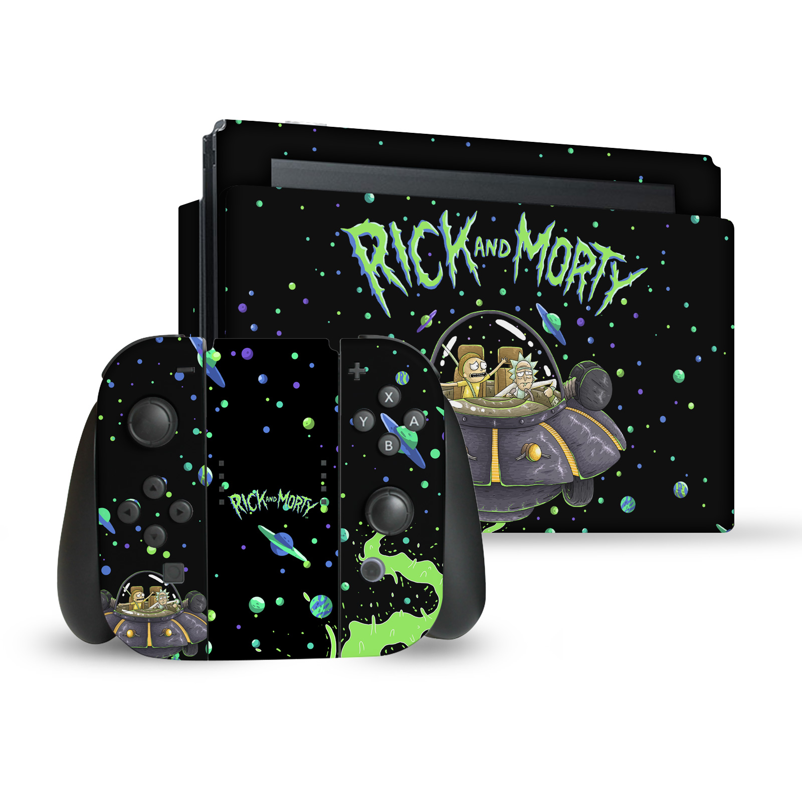 OFFICIAL RICK AND MORTY GRAPHICS VINYL SKIN DECAL FOR NINTENDO SWITCH BUNDLE