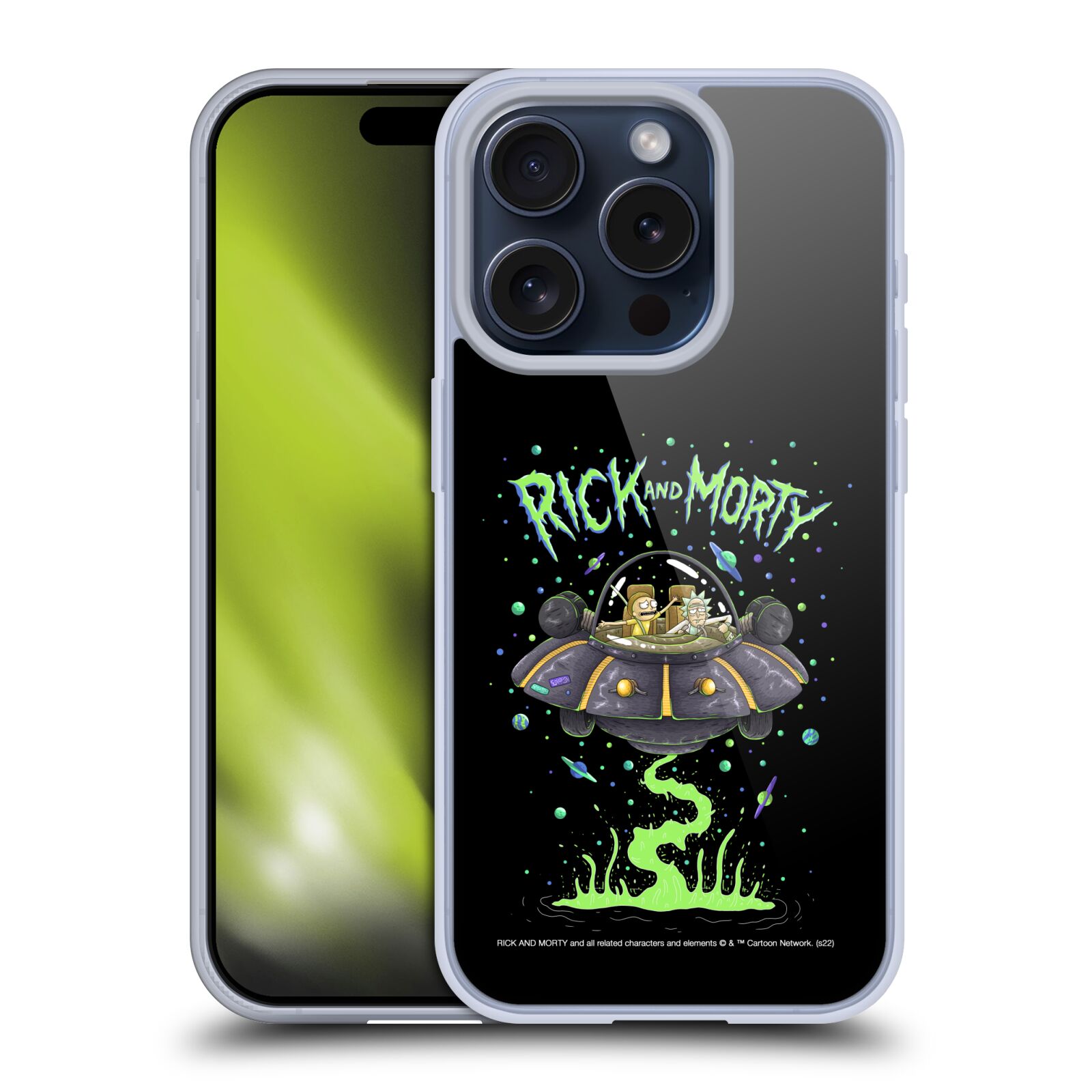 Silikonové lesklé pouzdro na mobil Apple iPhone 15 Pro - Rick And Morty - Space Cruiser (Silikonový lesklý kryt, obal, pouzdro na mobilní telefon Apple iPhone 15 Pro s licencovaným motivem Rick And Morty - Space Cruiser)