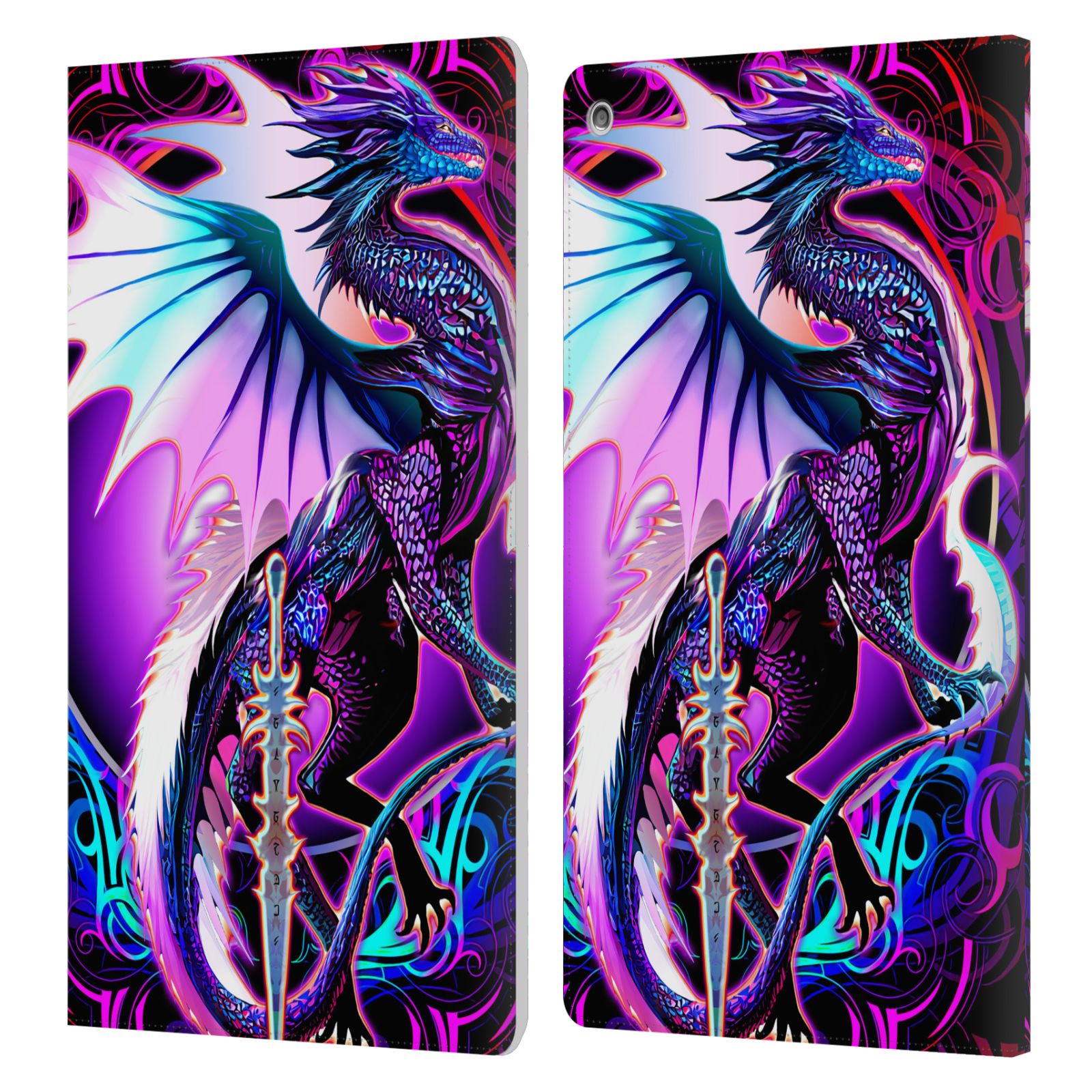 ETUI LIVRE EN CUIR OFFICIEL RUTH THOMPSON DRAGONS AVEC ÉPÉES POUR AMAZON FIRE - Photo 8/10