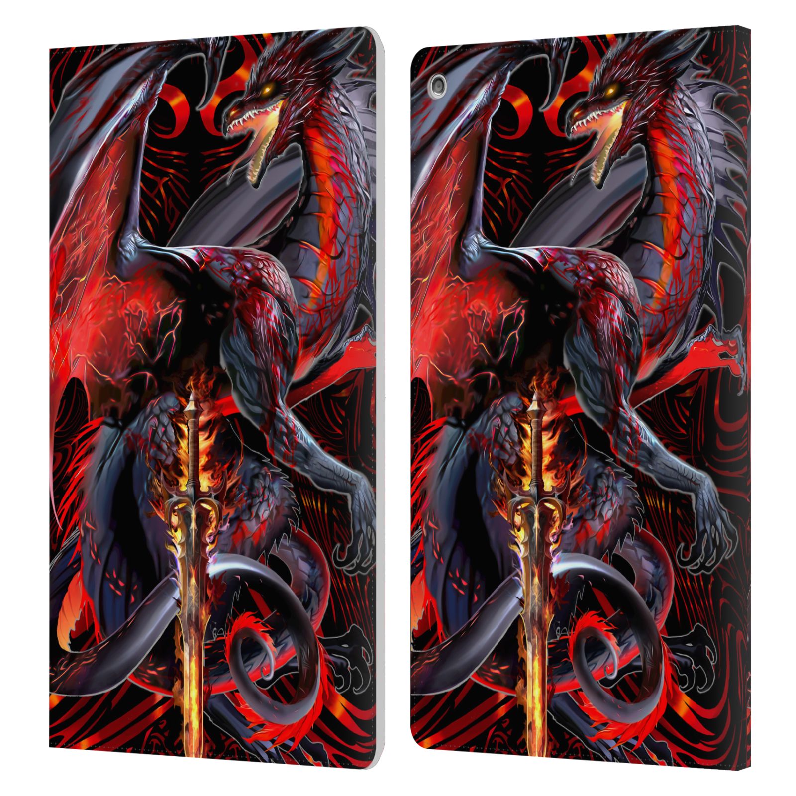 ETUI LIVRE EN CUIR OFFICIEL RUTH THOMPSON DRAGONS AVEC ÉPÉES POUR AMAZON FIRE - Photo 9/10