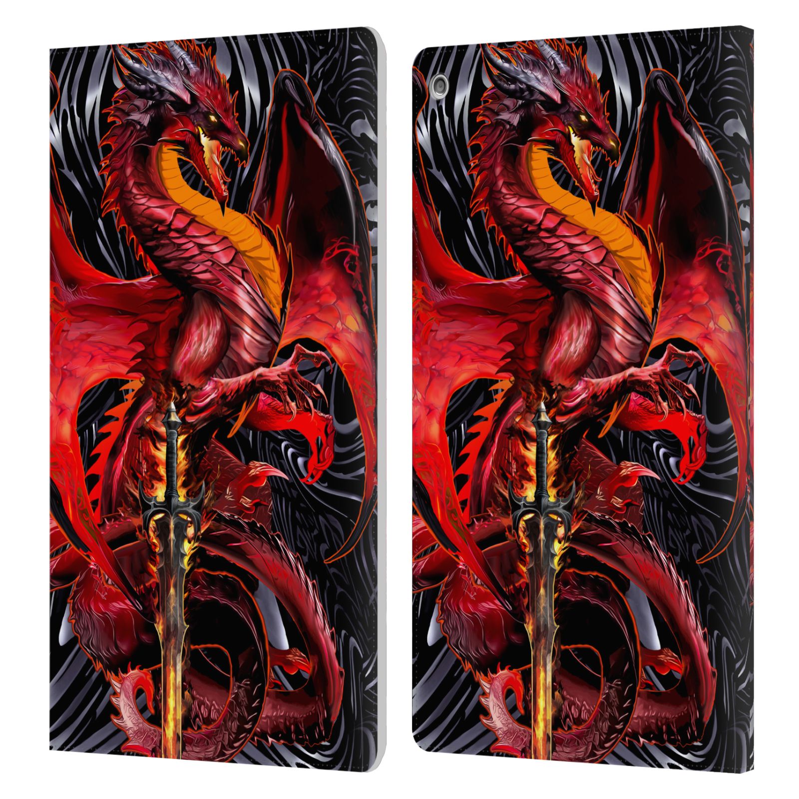 ETUI LIVRE EN CUIR OFFICIEL RUTH THOMPSON DRAGONS AVEC ÉPÉES POUR AMAZON FIRE - Photo 10/10