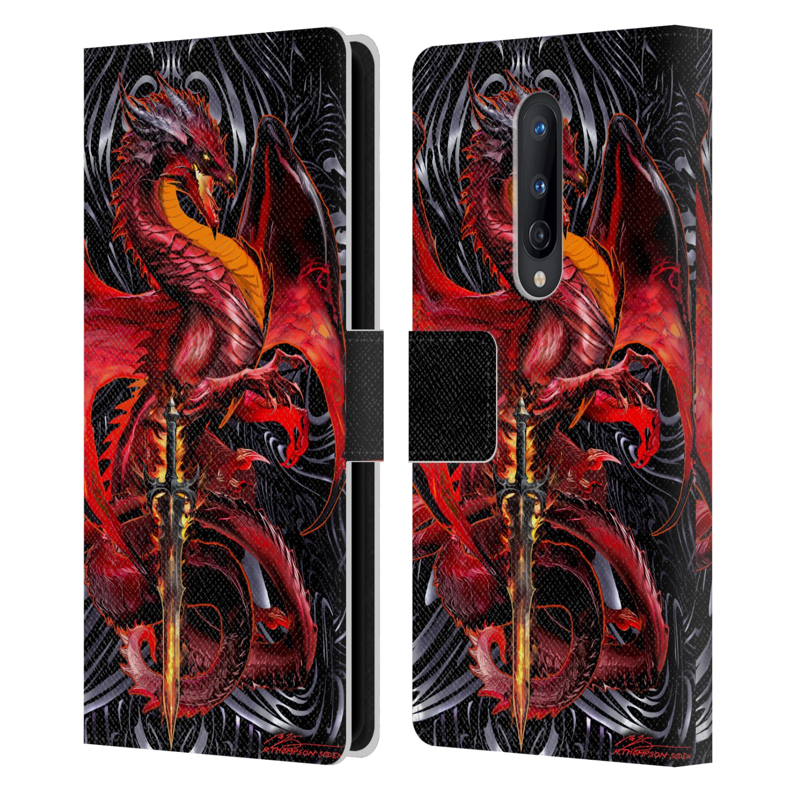 RUTH THOMPSON DRAGONS WITH SWORDS LEATHER BOOK CASE FOR BLACKBERRY ONEPLUS - 第 10/10 張圖片