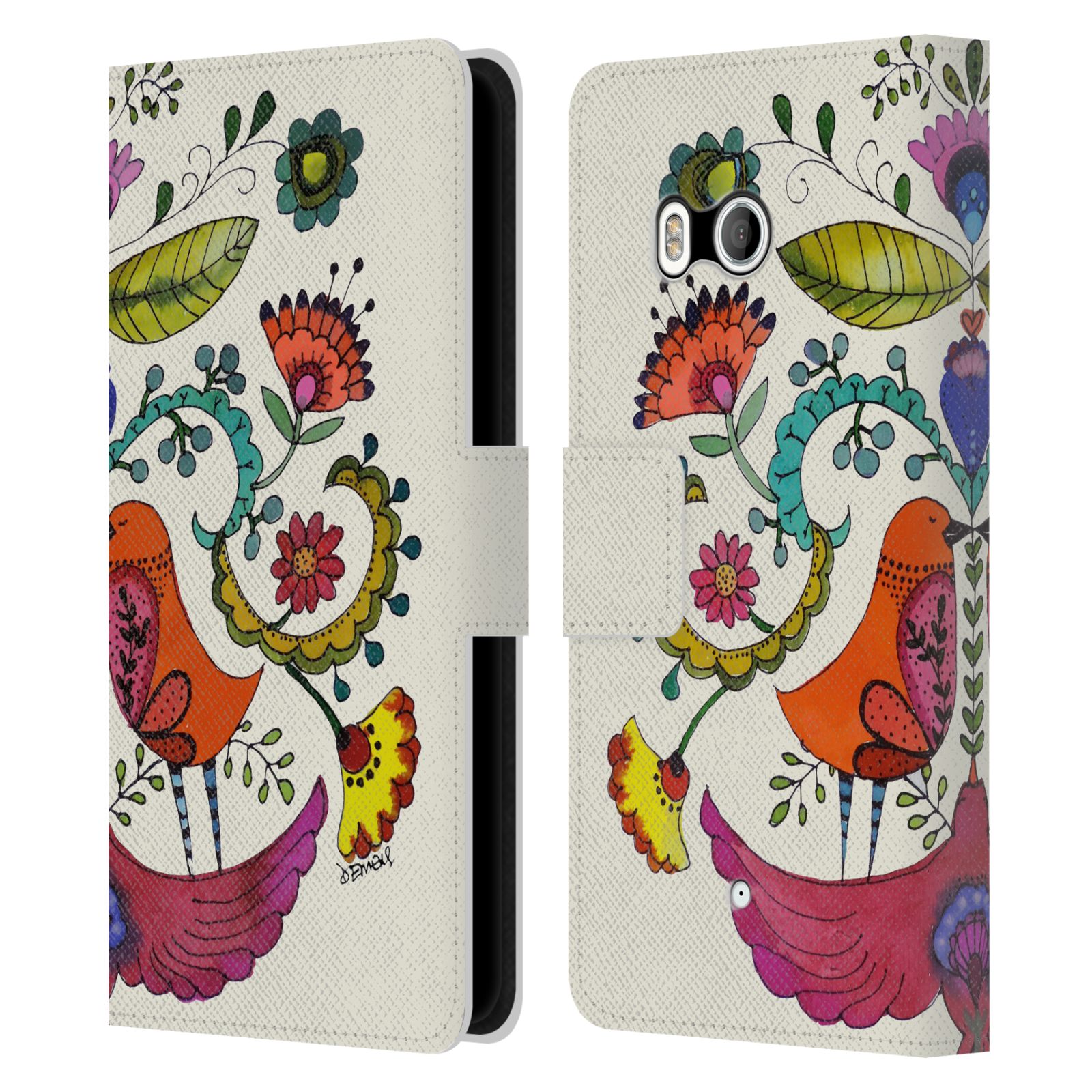 OFFICIAL SYLVIE DEMERS FLORAL LEATHER BOOK WALLET CASE FOR HTC PHONES 1 - Picture 7 of 7