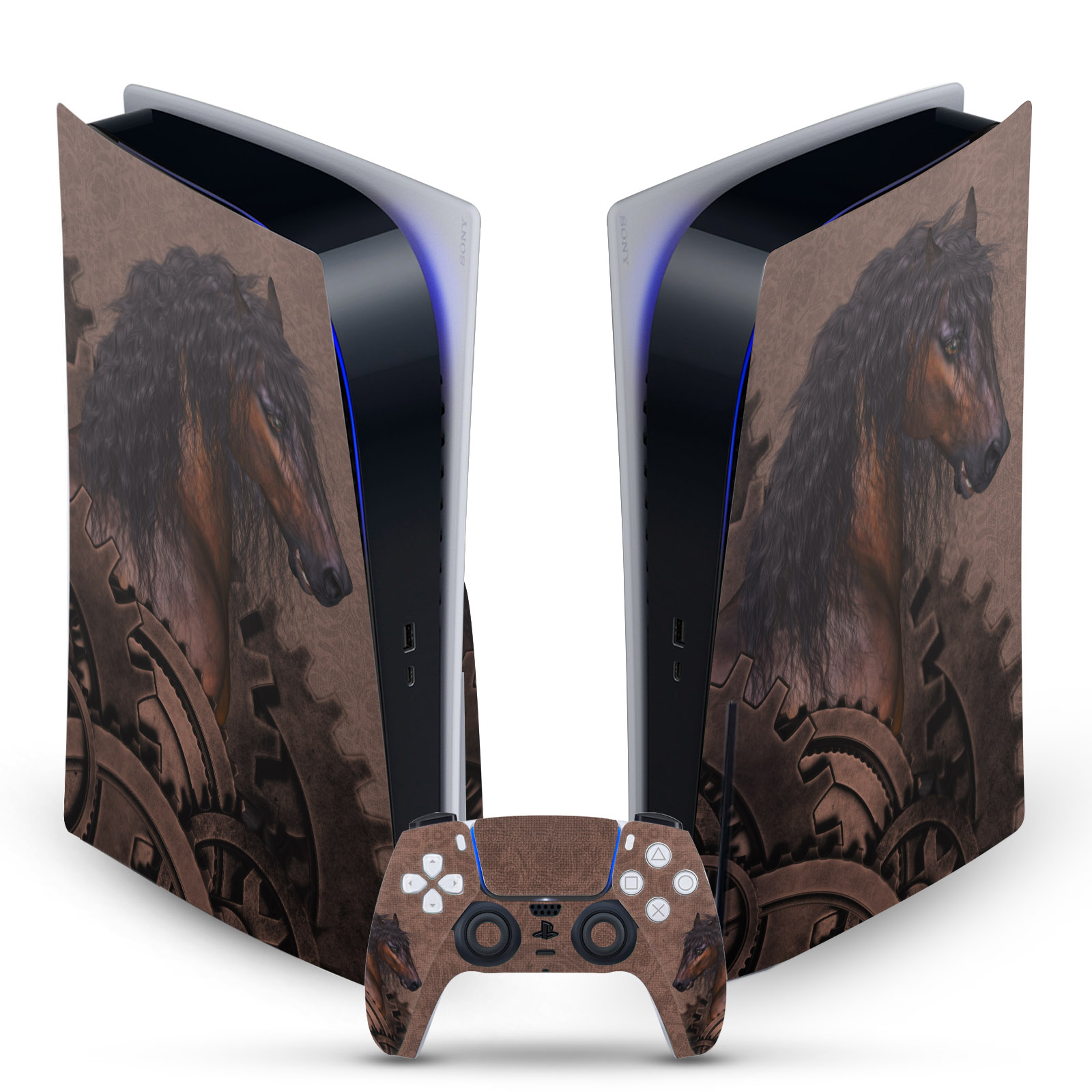 SIMONE GATTERWE STEAMPUNK HORSE VINYL SKIN FOR SONY PS5 DISC EDITION BUNDLE