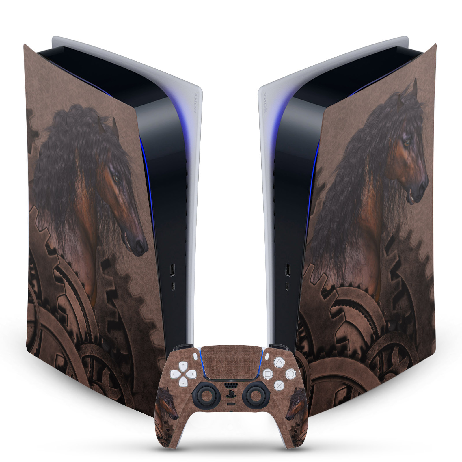 SIMONE GATTERWE STEAMPUNK HORSE VINYL SKIN FOR SONY PS5 DIGITAL EDITION BUNDLE