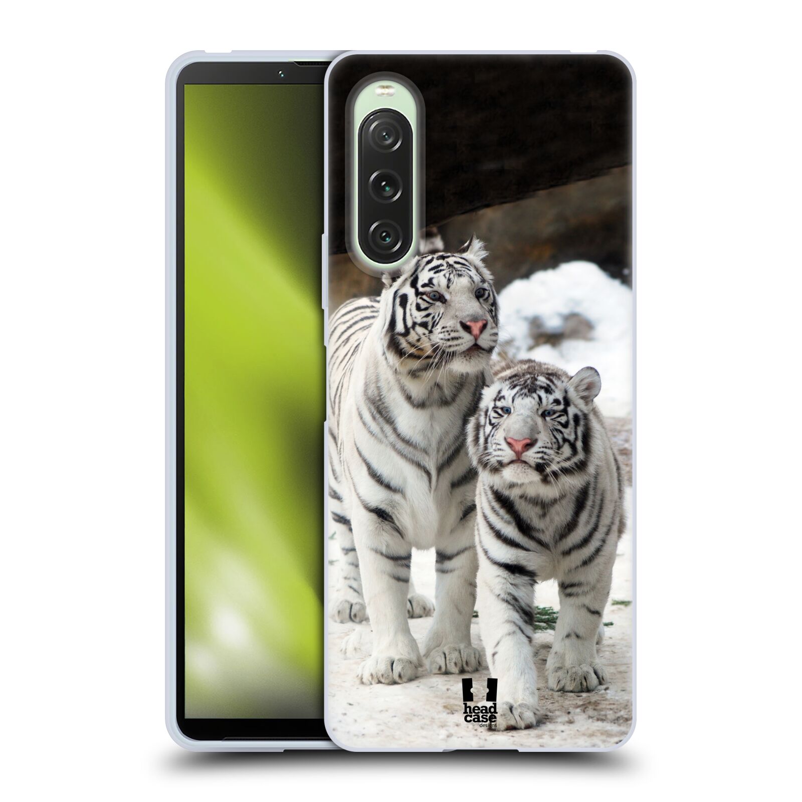 Silikonové pouzdro - Sony Xperia 10 V - Head Case - BÍLÍ TYGŘI (Silikonový kryt, obal, pouzdro na mobilní telefon Sony Xperia 10 V s motivem BÍLÍ TYGŘI)