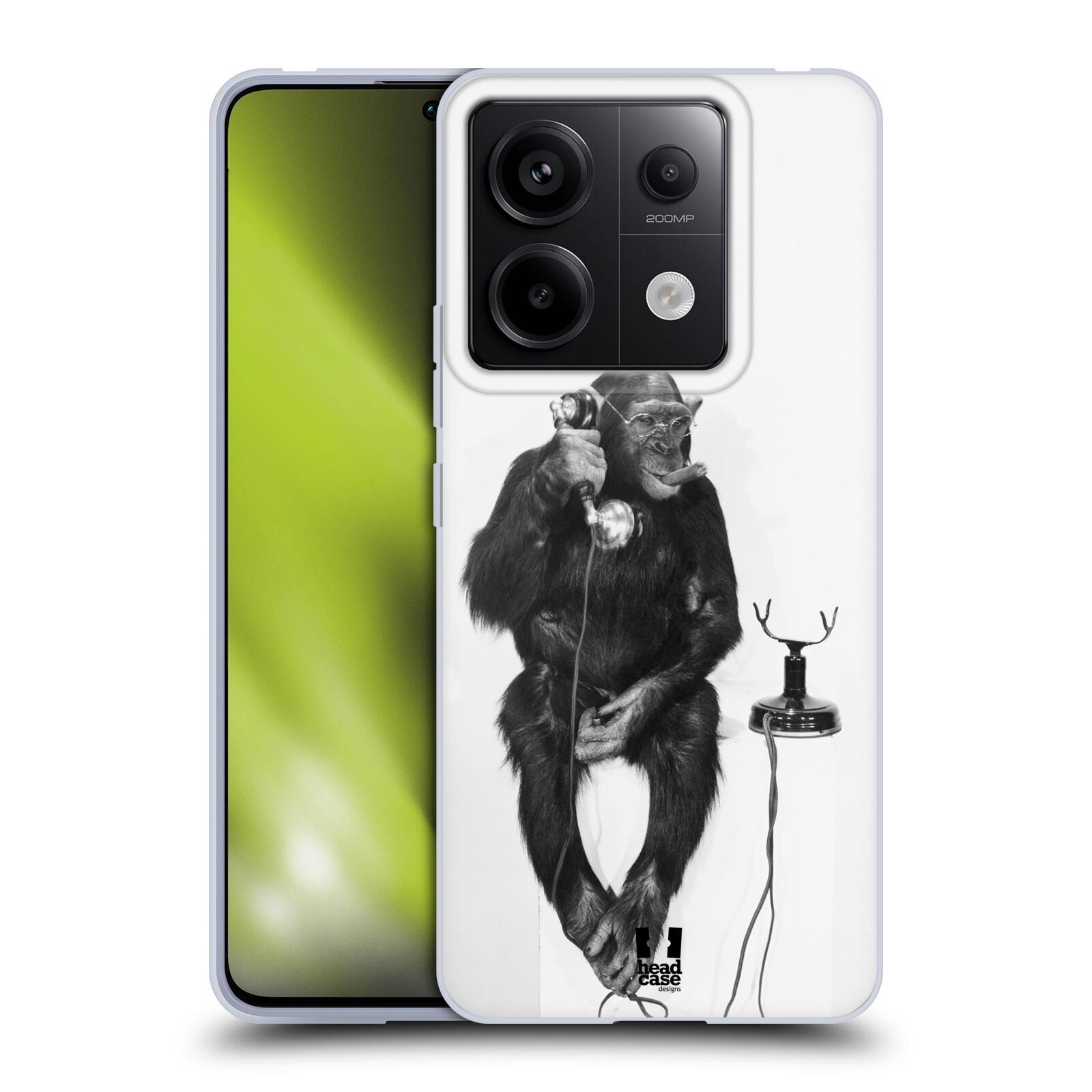 Silikonové pouzdro na mobil Xiaomi Redmi Note 13 Pro 5G / Poco X6 5G - Head Case - OPIČÁK S TELEFONEM (Silikonový kryt, obal, pouzdro na mobilní telefon Xiaomi Redmi Note 13 Pro 5G / Poco X6 5G s motivem OPIČÁK S TELEFONEM)