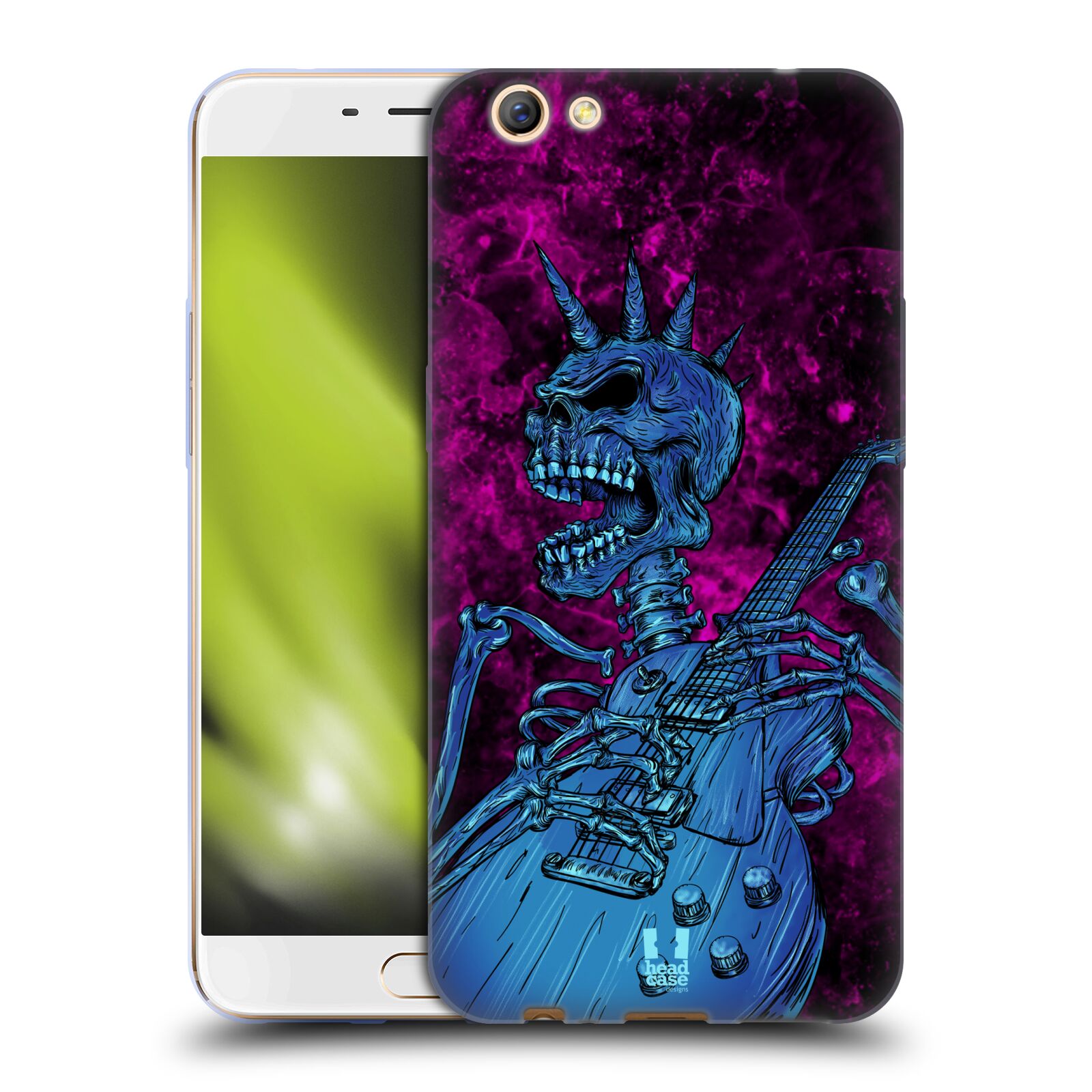 FUNDA HEAD CASE DESIGNS CON DIBUJO DE GEL SUAVE CALAVERA DE ROCA PARA TELÉFONOS OPPO - Imagen 8 de 12
