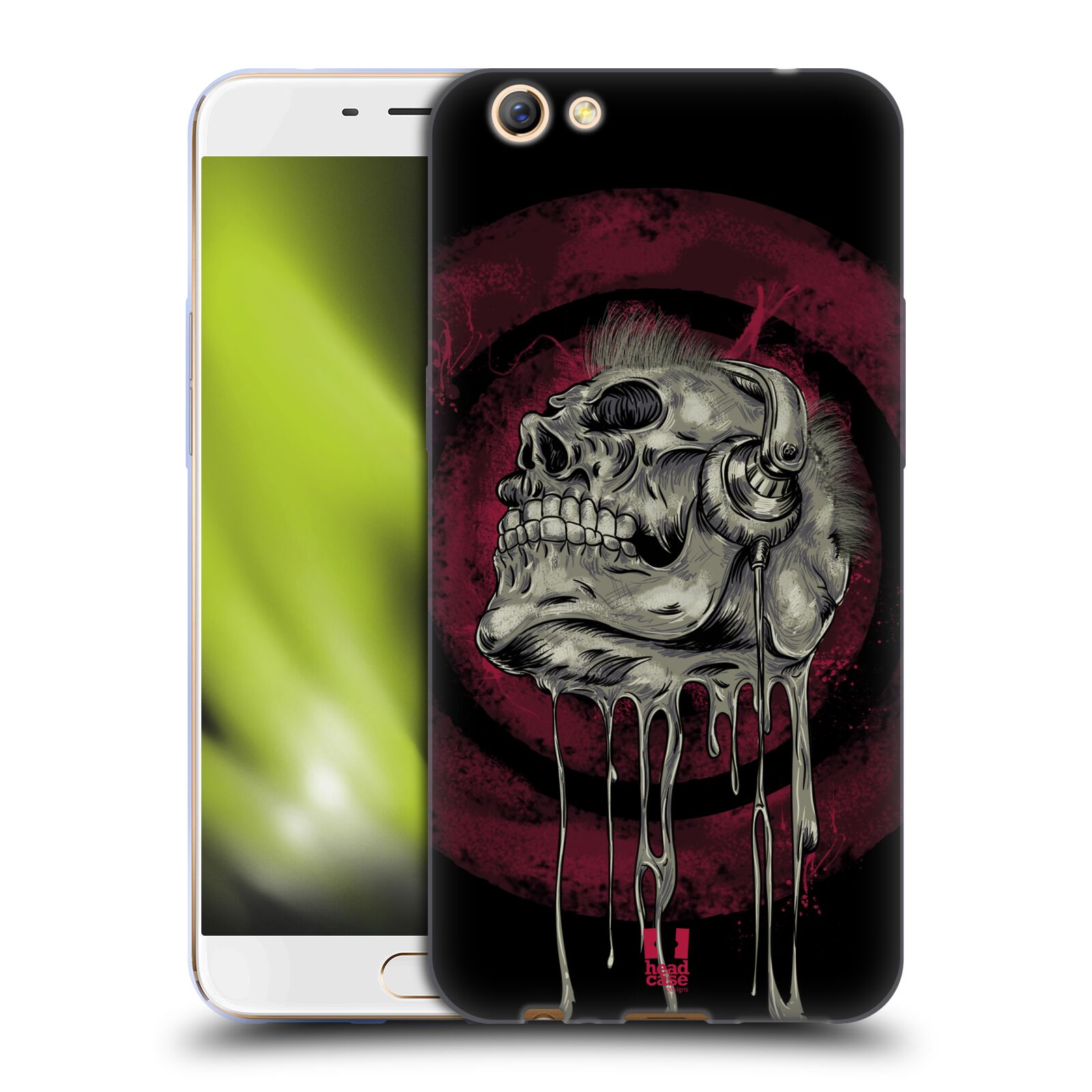 FUNDA HEAD CASE DESIGNS CON DIBUJO DE GEL SUAVE CALAVERA DE ROCA PARA TELÉFONOS OPPO - Imagen 11 de 12