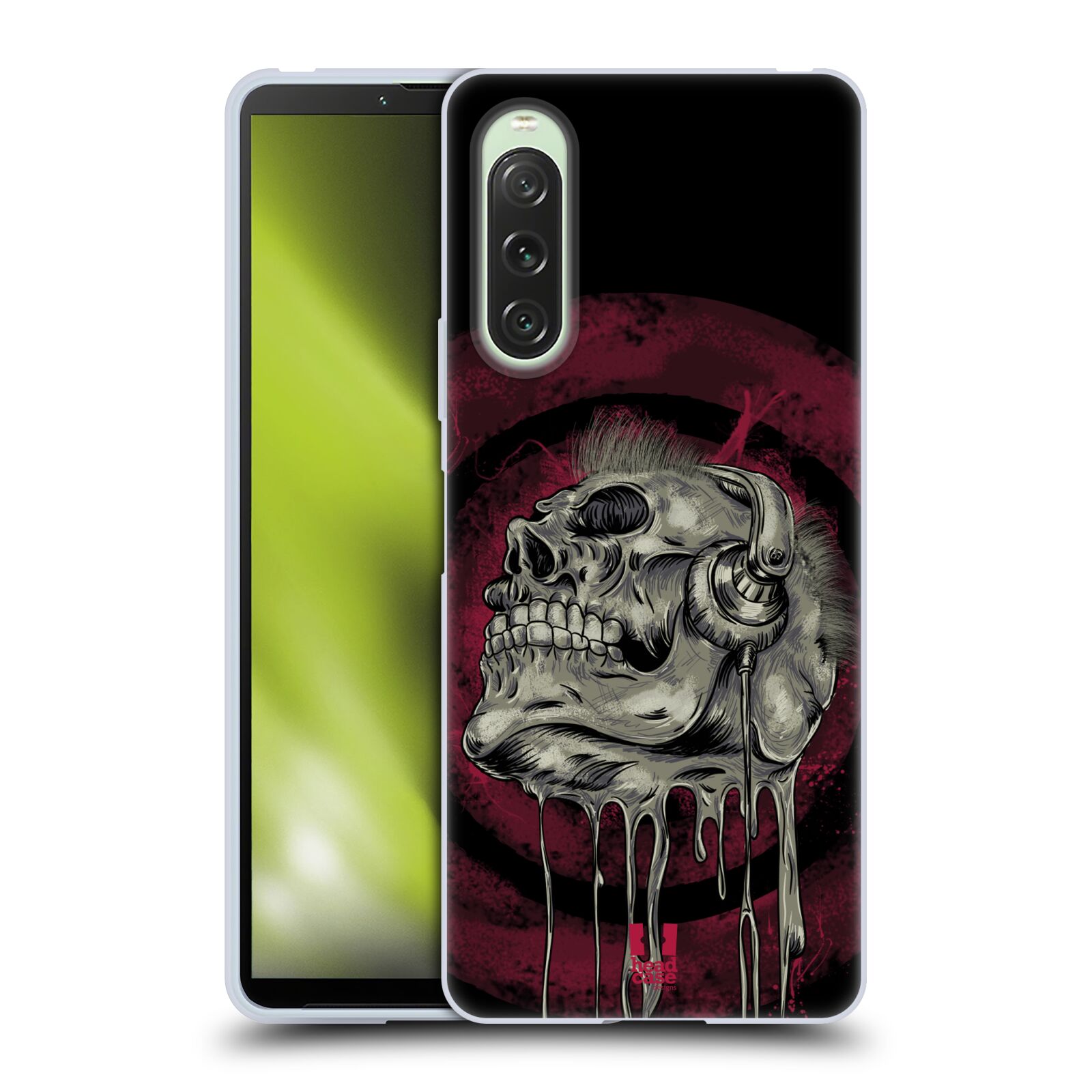 Silikonové pouzdro - Sony Xperia 10 V - Head Case - ROCKOVÁ LEBKA (Silikonový kryt, obal, pouzdro na mobilní telefon Sony Xperia 10 V s motivem ROCKOVÁ LEBKA)